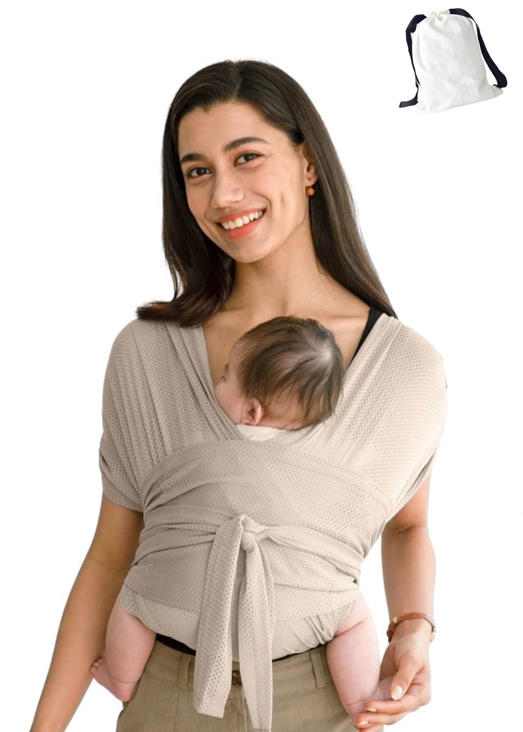 Baby Strap Summer Air Net, Sweat-wicking And Breathable Baby Strap, Newborn Strap Sling, Adjustable Baby Strap, Suitable For Babies From Newborn to 44 pounds beige ( L)