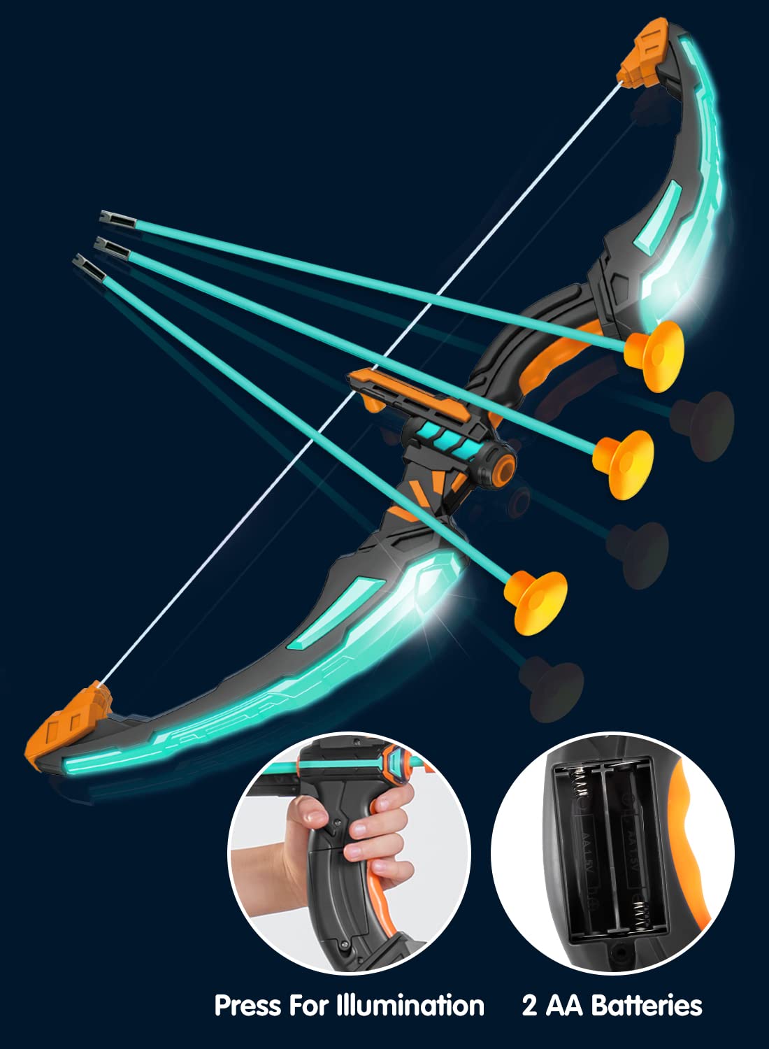 JOYIN Kids Bow and Arrow Set, LED Light Up Archery Toy Set with 9 Suction Cup Arrows, Target & Arrow Case, Indoor and Outdoor Hunting Play Gift Toys for Kids, Boys & Girls Ages 3-12