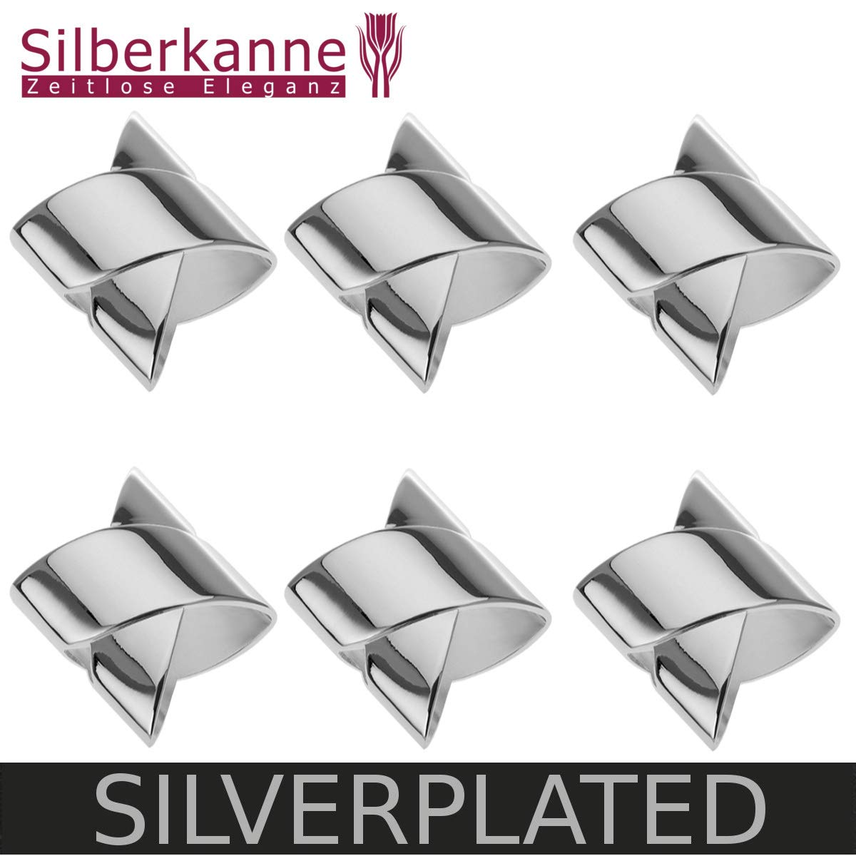 Lot de 6 Ronds de Serviette Classiques 5 x 5 cm plaqué Argent