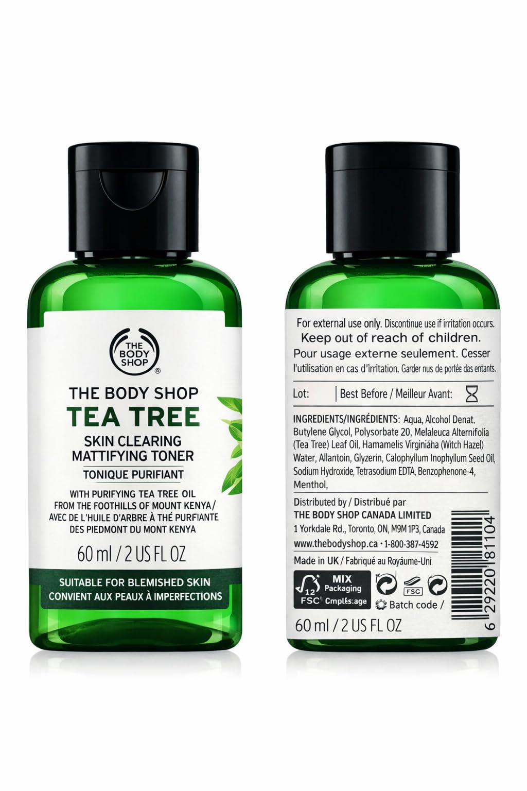 The Body Shop Tea Tree Skin Clearing Mattifying Toner, Made with Tea Tree Oil, 100% Vegan, 2.0 Fl. Oz