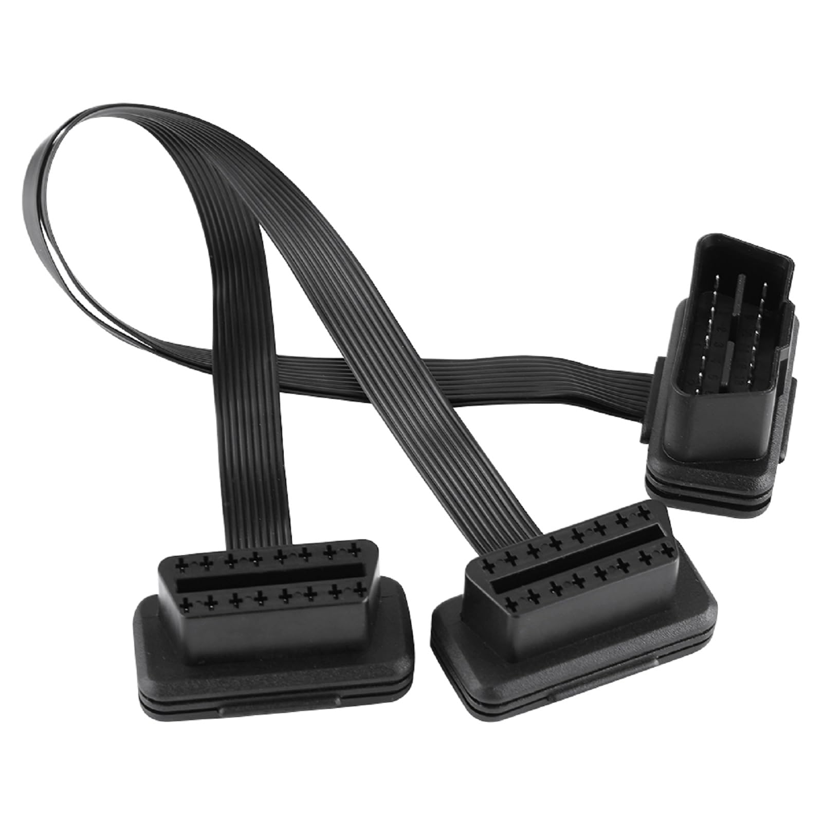 OBD2 kabel diagnostyczny, 16-biegunowy kabel przedłużający OBDII, rozdzielacz 2 w 1, adapter przyłączeniowy do większości samochodów z adapterem OBD2 (30 cm)