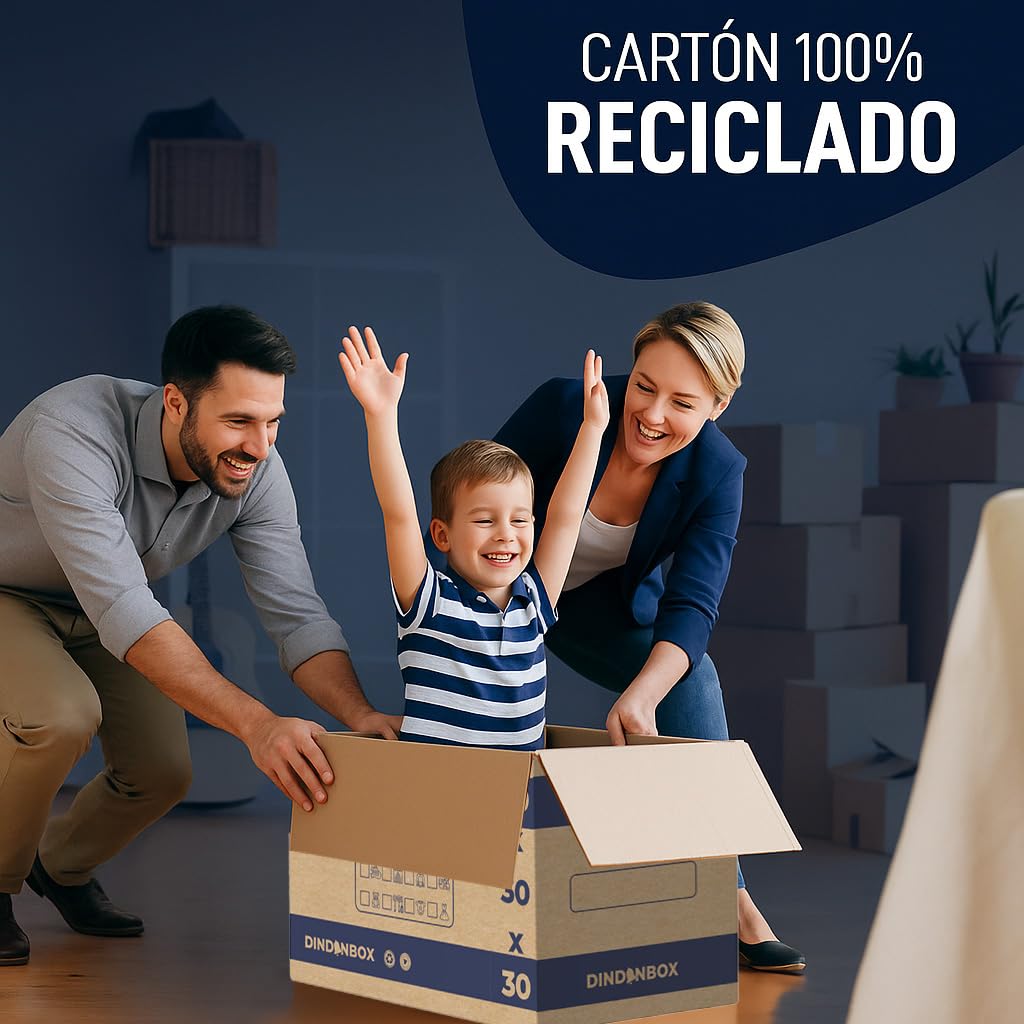 20 Cajas de Cartón para Mudanza 60x40x40cm con Precinto | Cajas de Cartón de Alta Resistencia con Asas para Mudanzas, Almacenaje y Transporte | Cartón Corrugado Reciclado