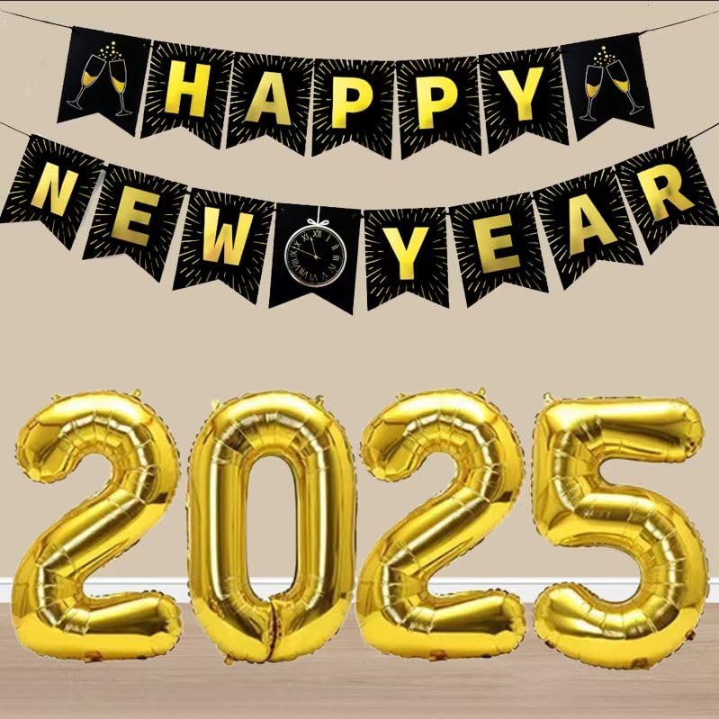 Happy New Year ナンバーバルーン新年 楽天市場】2025 新年会 飾り付け HAPPY NEW YEAR 数字 バルーン