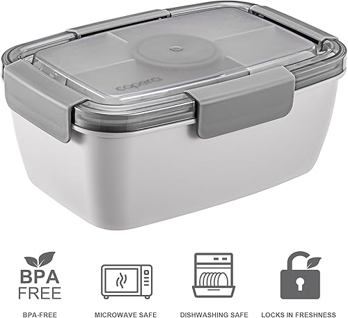 Miniatura 3 de Caperci Paquete de 2 recipientes grandes de ensalada para el almuerzo, cuencos de ensalada de 68 onzas, caja Bento a prueba de fugas para adultos