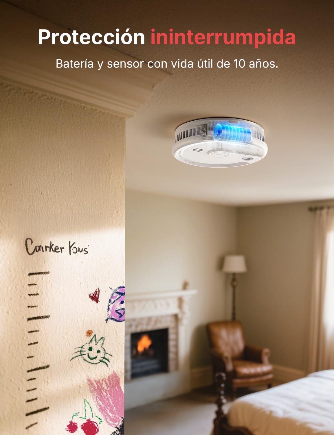 X-Sense Detector de humo con 10 años de vida útil de la batería, alarma de incendio magnética sin perforación, modo de espera sin parpadeo, ultrafino, botón de prueba/silencio, XS0G-SN, pack de 1