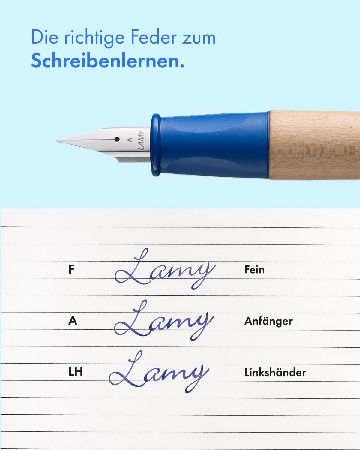 Lamy abc - Set per imparare a scrivere, in confezione regalo, 1 penna stilografica per bambini con pennino fine e 1 matita, impugnatura antiscivolo, cappuccio e cubo in plastica