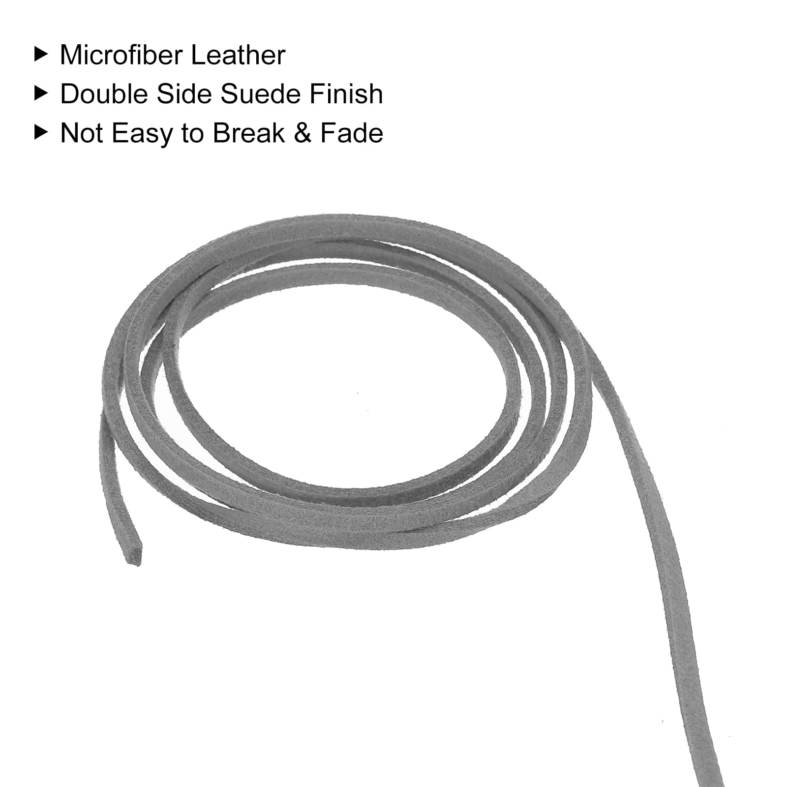 QUARKZMAN Wildleder Schnur, 90 Meter Lederband Flach Lederriemen 2,6mm Lederschnur für Geldbörse Handtasche Schnürsenkel DIY Bastelarbeiten Armbandherstellung, Grau