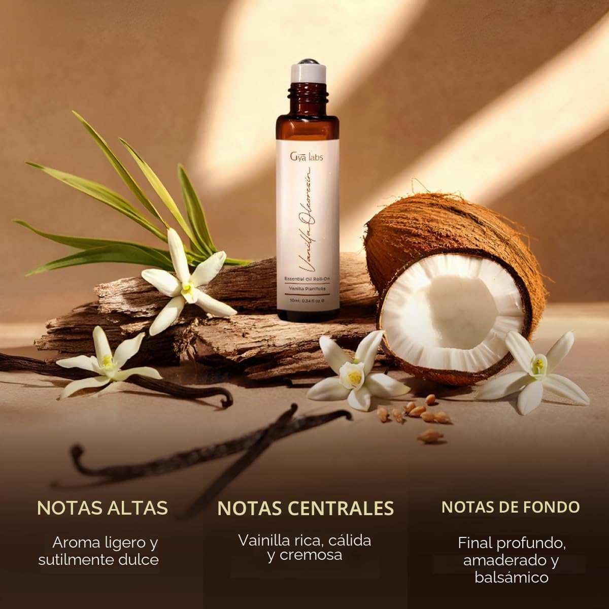 Gya Labs Rollo de aceite de vainilla, 10 ml, tamaño de viaje, para piel, aromaterapia, camping y viajes