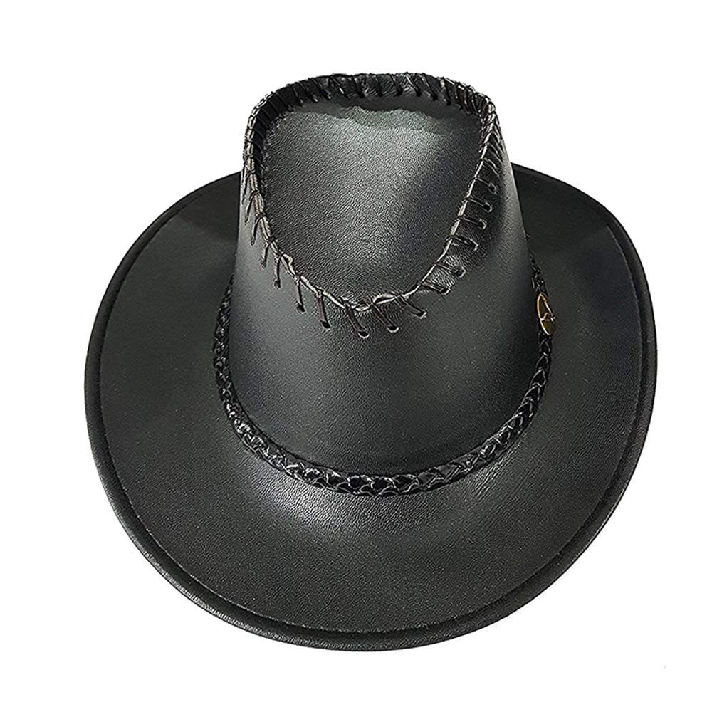 NiueFedora Hats for Cowboy Leather Fedora Hat for Boy's and Girl's, 25 Gram, (Black, Pack of 1)