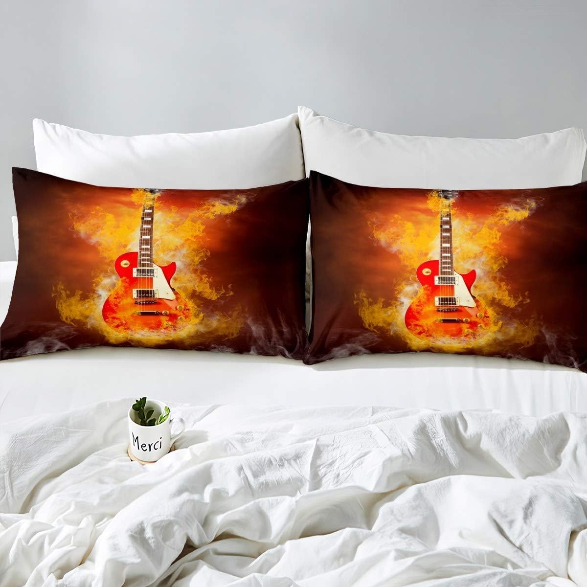 JOGAMA 3D Gitaar Eenpersoons Dekbedovertrek Set, Muziek