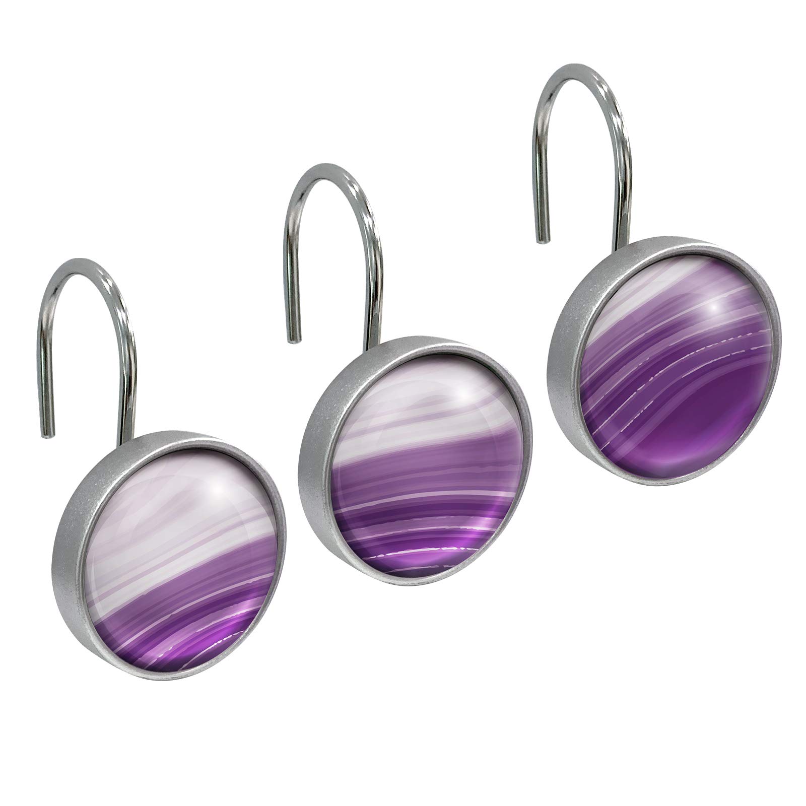 Crochets de rideau de douche ronds anneaux métalliques violet dégradé 12x