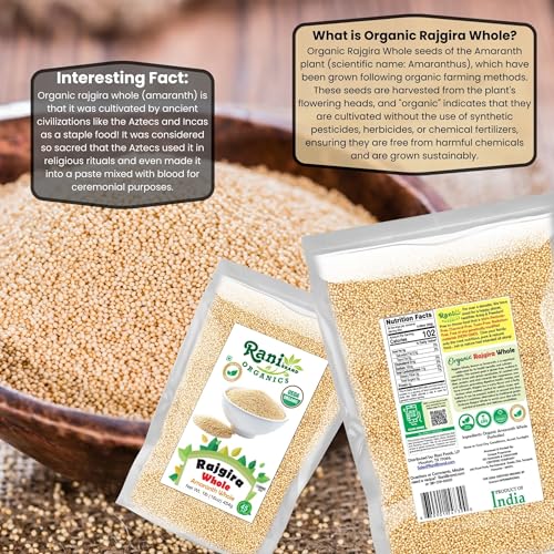 Rani Organic Rajgara Whole (Amaranth Whole) 16oz (1lb) 454g ~ All Natural | Vegan | Gluten Friendly | NON-GMO | Kosher | Indian Origin | USDA Organic Certified