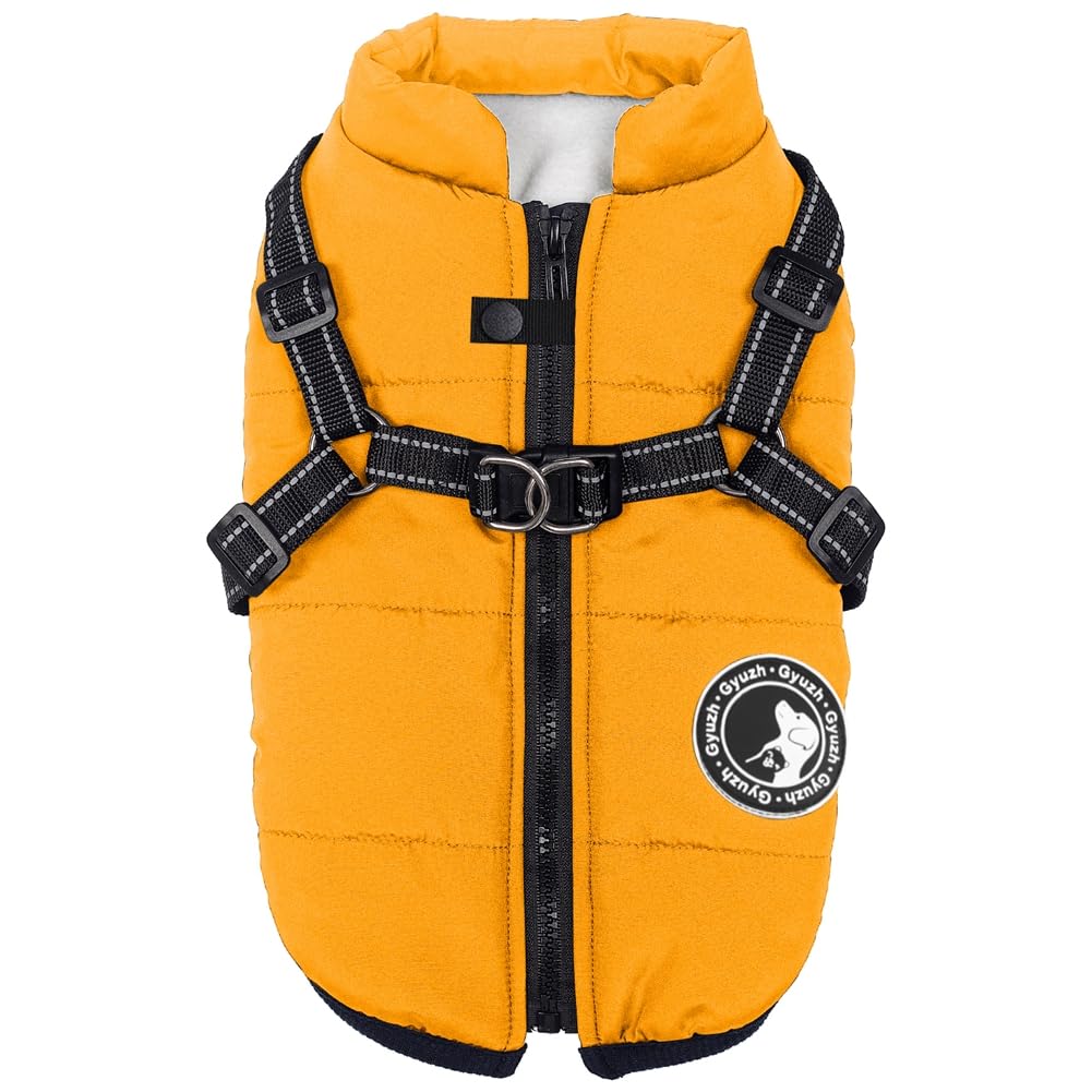 Gyuzh Dog Coat with Harness Puppy Coats Small Dog Harness Jacket Winter Waterproof Jackets for Smal Medium Large Dogs