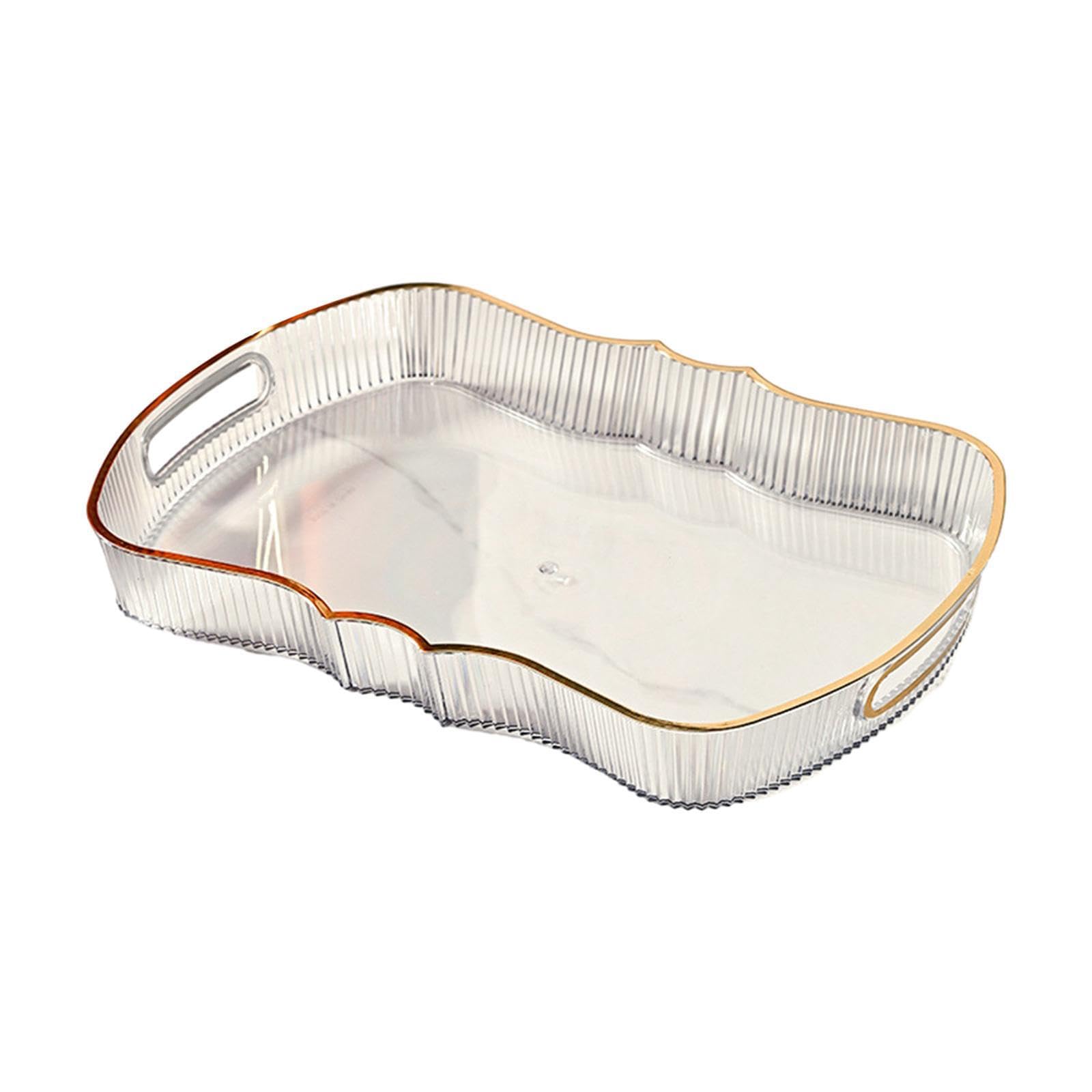 Amslsiu White Stylish Kitchen Storage Tray Rectangle Serving Tray For Practical Home Organization And Inspiration Coffee Rectangle Serving Kitchen Fruit Dessert, L