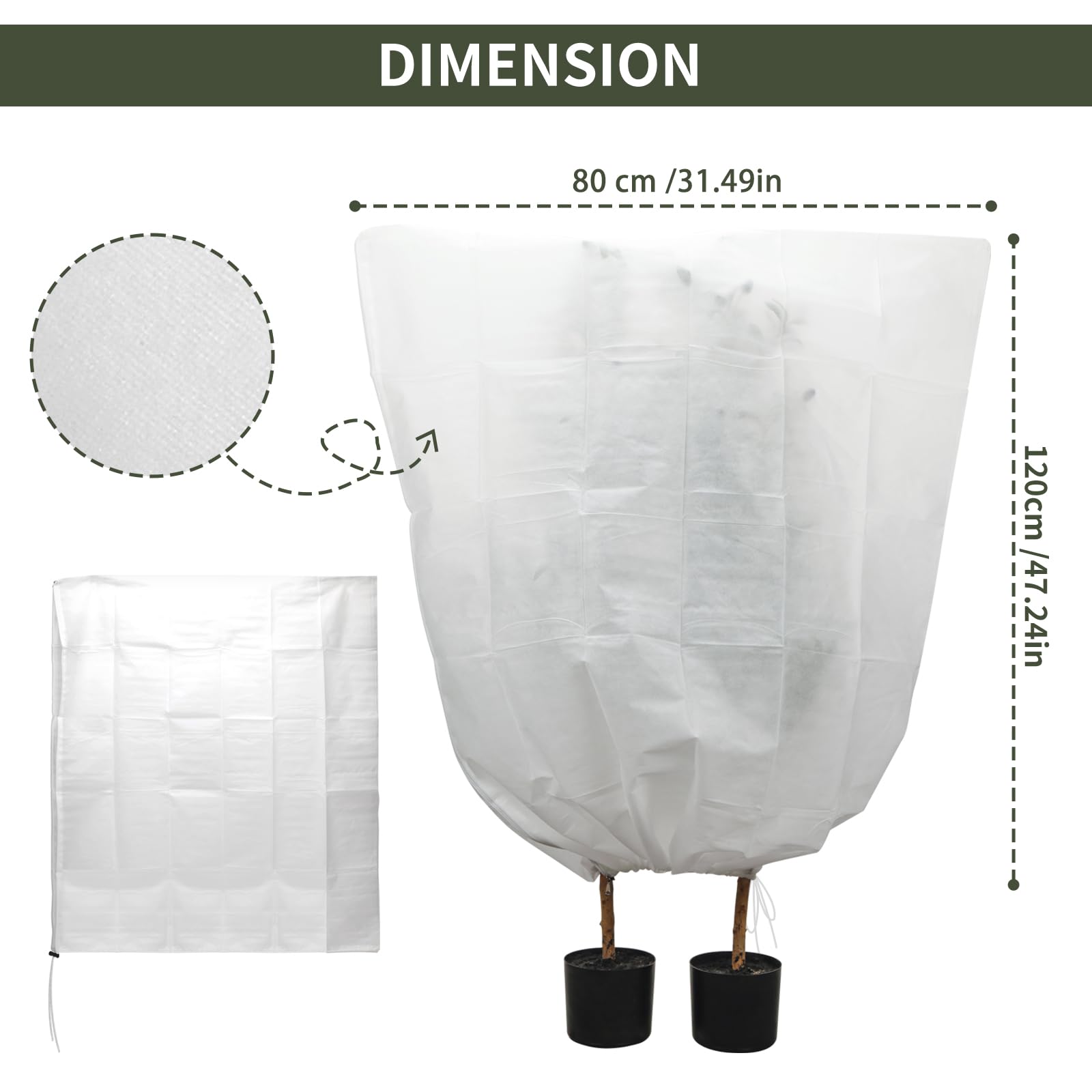 Lot De 2 Housses D'Hivernage Pour Plantes 80x120 Cm - Voile De Protection Contre Gel, Neige, Vent - Réutilisable Avec Fermeture Éclair