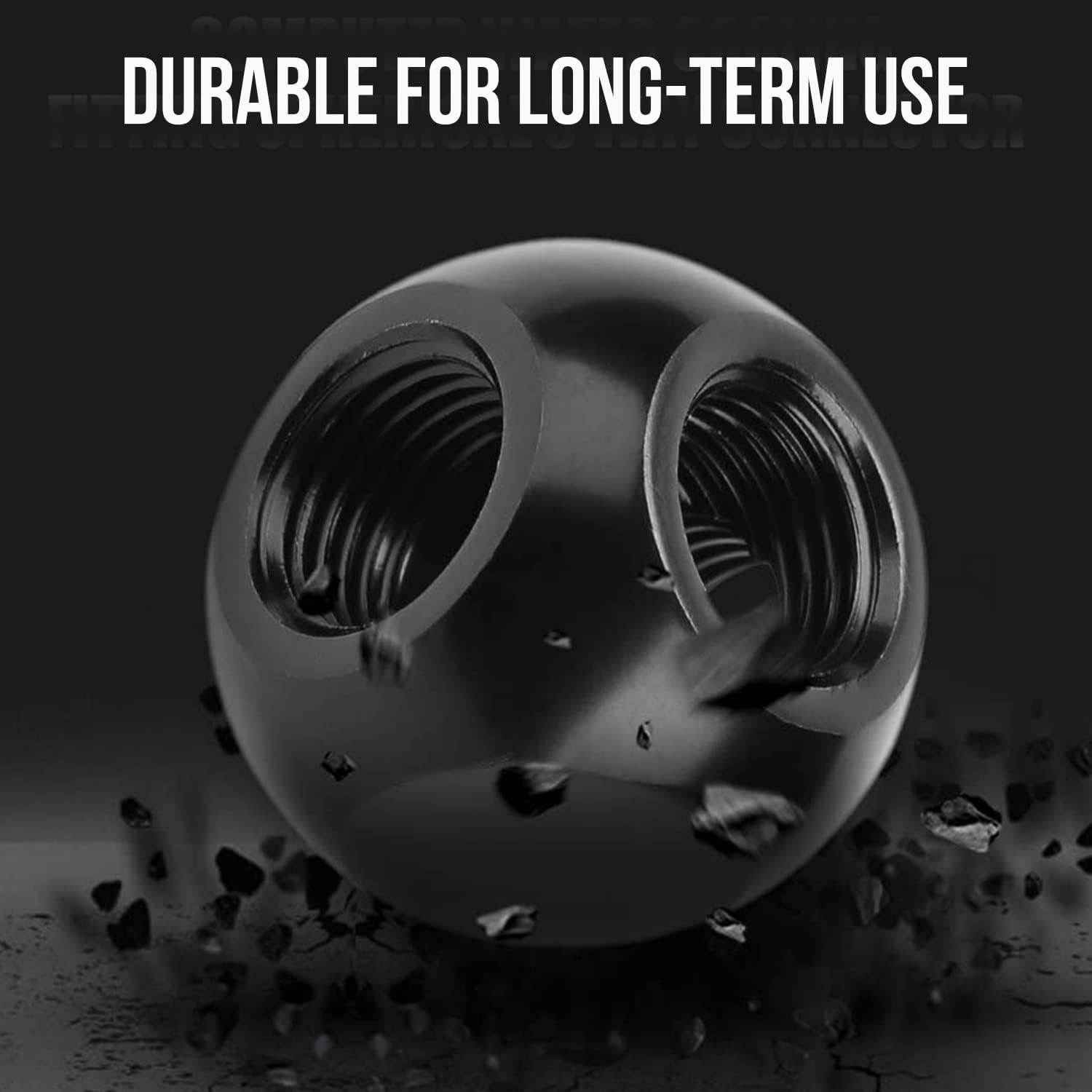 Dracaena.io - Confezione da 4 raccordi a sfera G1/4 a 3 vie, nero, estensore, ottone/rame