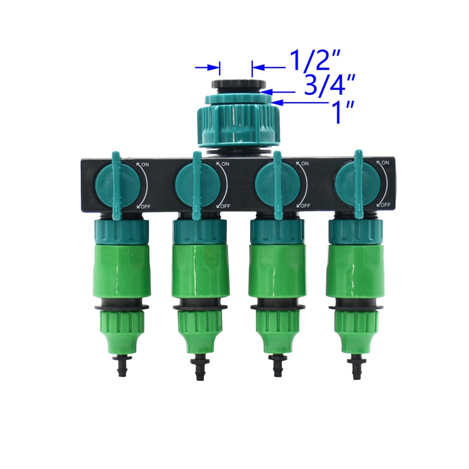 Conector de grifo de manguera de jardín 1/4 3/8 pulgadas Manguera de 4 vías Garden Tap Agua Dispensador de agua Válvula de riego con hembra 1/2 "3/4" 1 "4/7 8/11 Diverente de manguera con cuatro punto