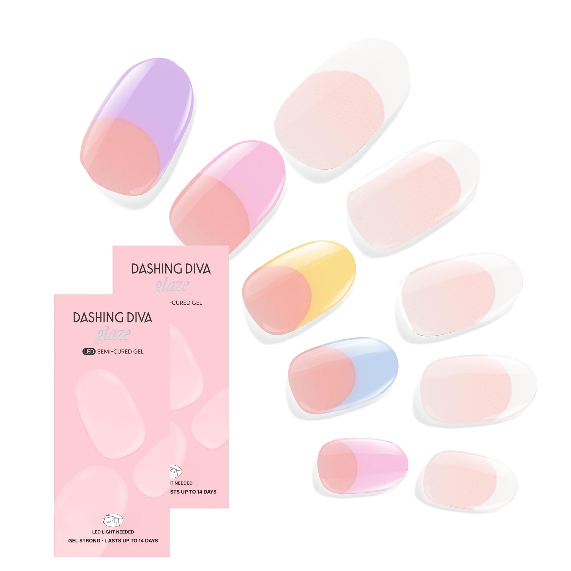 Dashing Diva Glaze Nail Strip Duo - French For Everyone Collection - Pearly Whites & Pastel Baby - Long Lasting, Chip Resistant, Semi-Cured Gel Nail