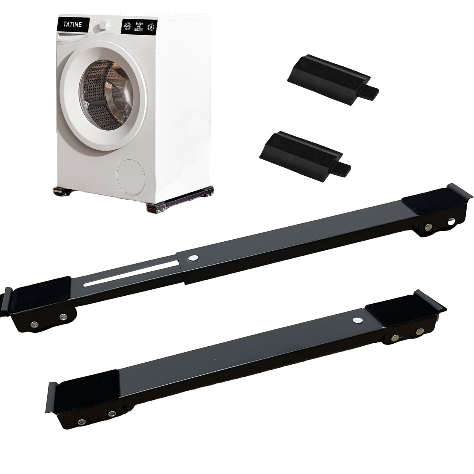 Yolizor Heavy Duty Appliances Rollers 17.7"-27.6" Adjustable Furniture Moving Roller with Locking Brakes Washing Machine Sliders for Refrigerator Washer Dryer Up to 660 lbs (Black) — image 1