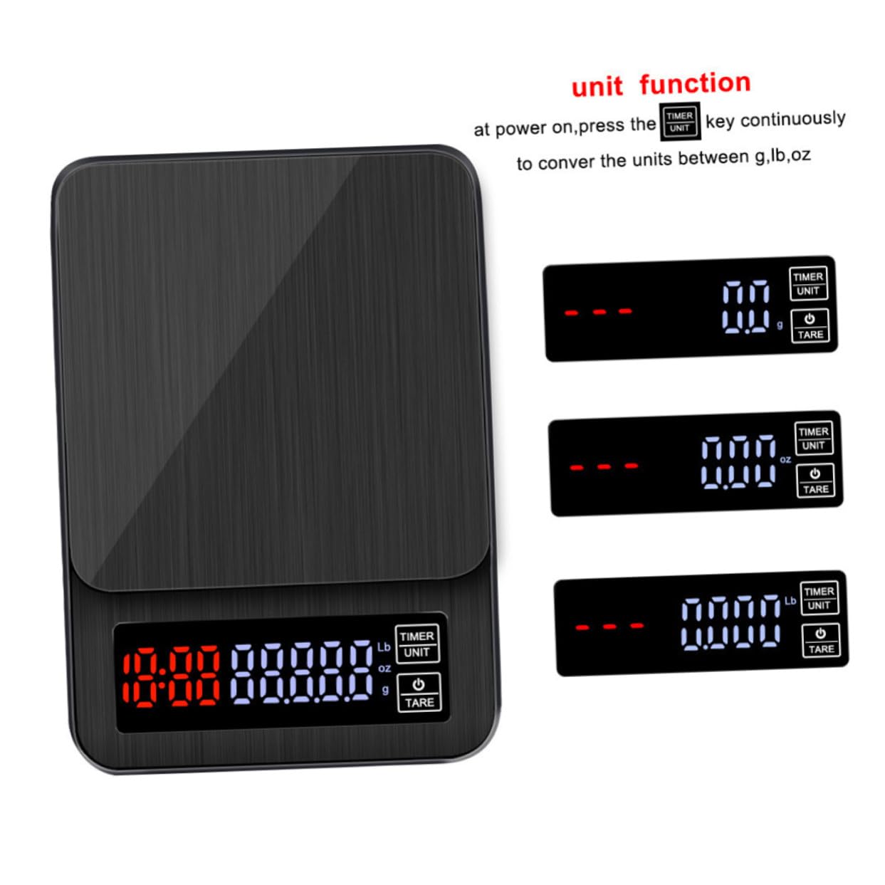 POPETPOP 5kg Bilancia Elettronica per Caffè con Timer Bilancia Digitale da Cucina con Sensori di Precisione Peso Massimo Display LED Facile da Trasportare Nero