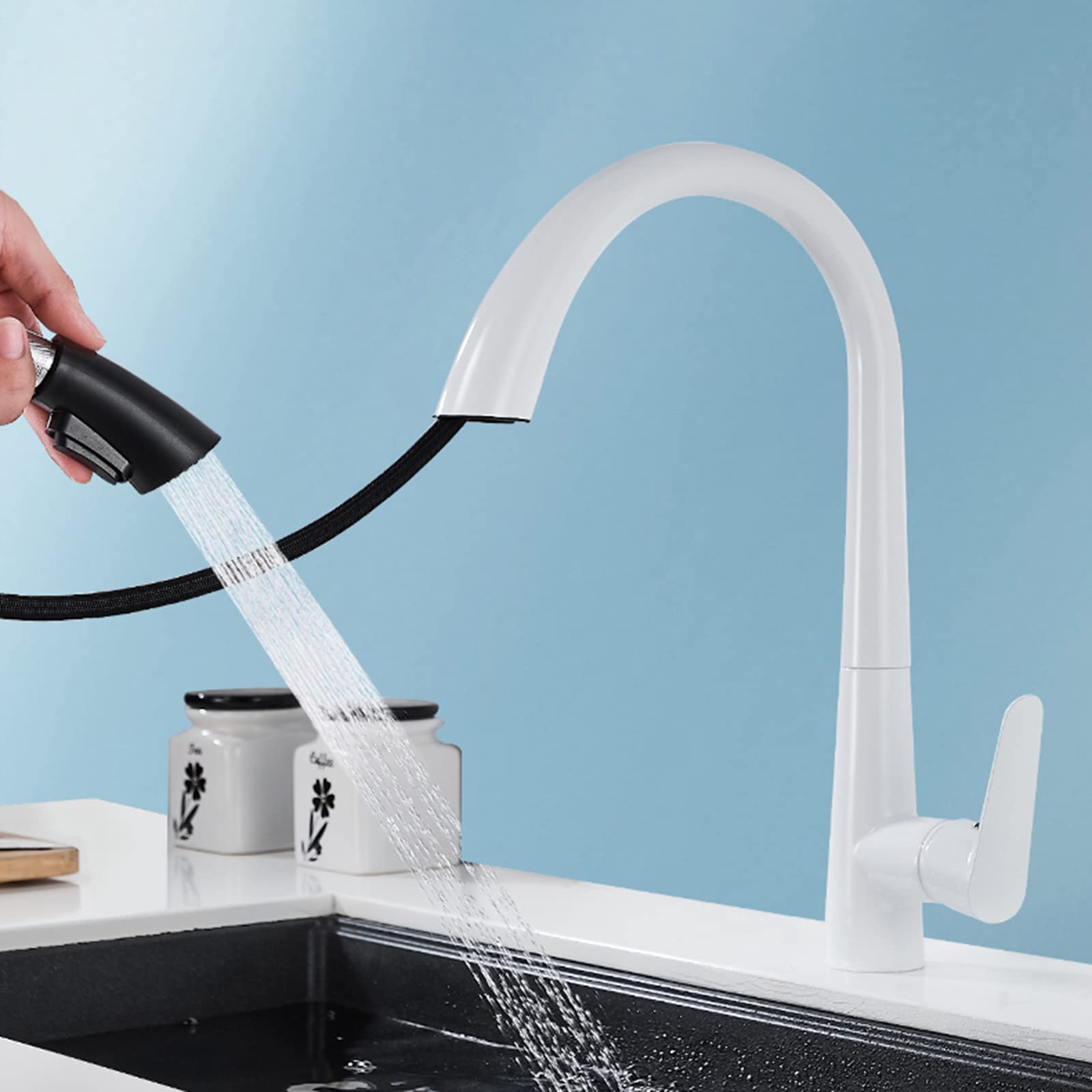 Pull-out Kitchen Faucet With Dual Spray Modes Swivel Tap - View #12