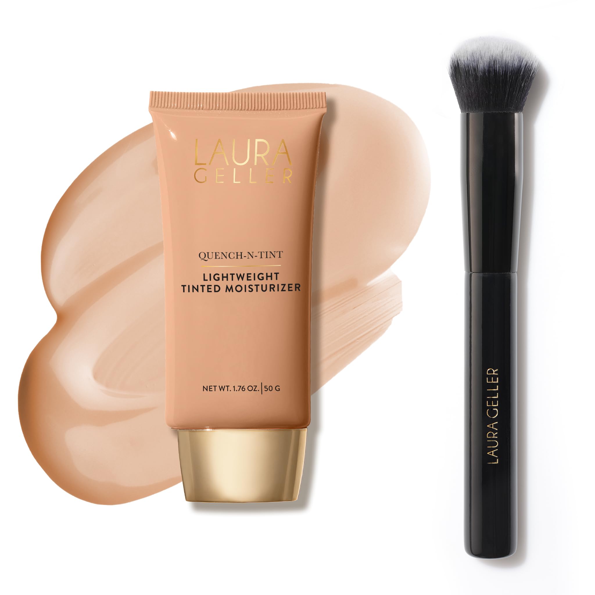 "No Makeup" Makeup Quench-n-Tint Lightweight Tinted Moisturizer, Light/Medium + Foundation Brush