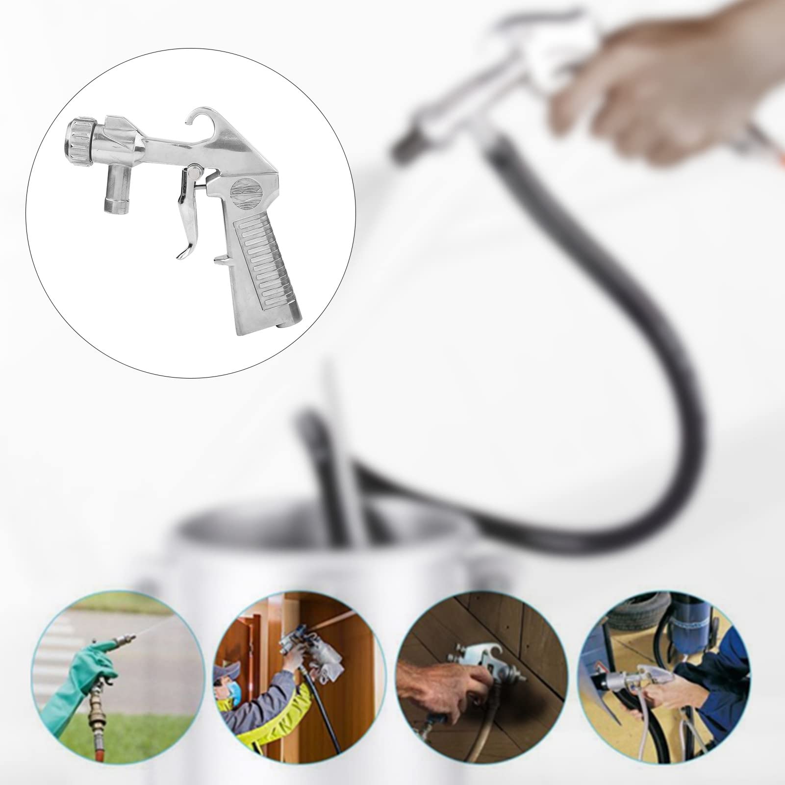 Sand Blaster Gun Kit, Air Siphon Feed Gun Nozzle Rust Remove Abrasive with 4Pcs Ceramic Nozzle Tips for Sandblast Cabinets for Sandblast Cabinets, Cabinet Sand Blaster Guns