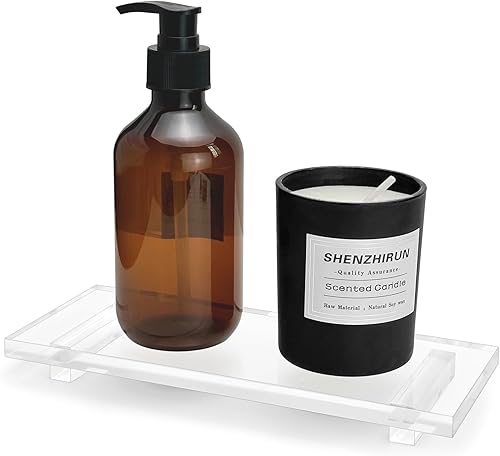 Jabonera de pedestal, bandeja de jabón acrílica para cocina, soporte elevador de botellas de jabón para fregadero de cocina, baño, transparente