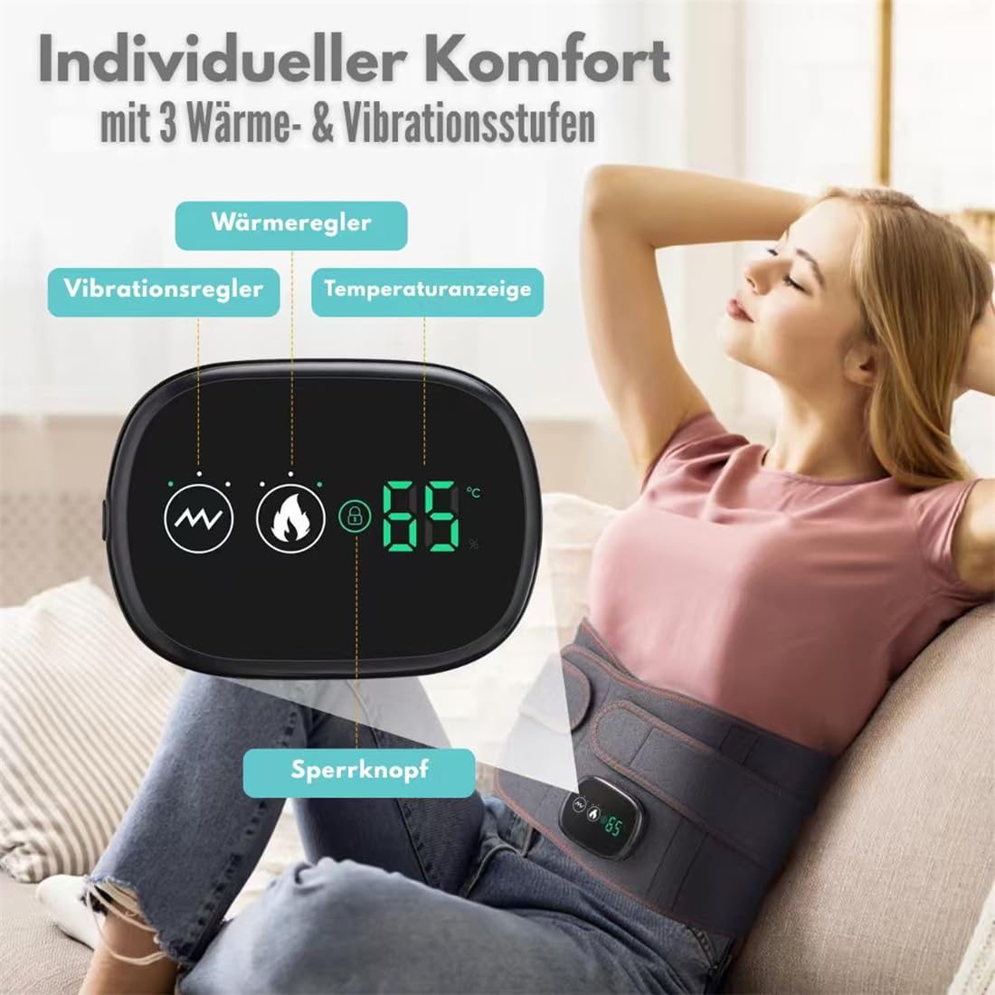 Damen und Herren Orthopädischer Rückengurt mit Rotlicht-, Wärme- & Vibrationstherapie – Verstellbarer Lendengurt 70–132cm zur Schmerzlinderung bei Rücken & Bandscheiben