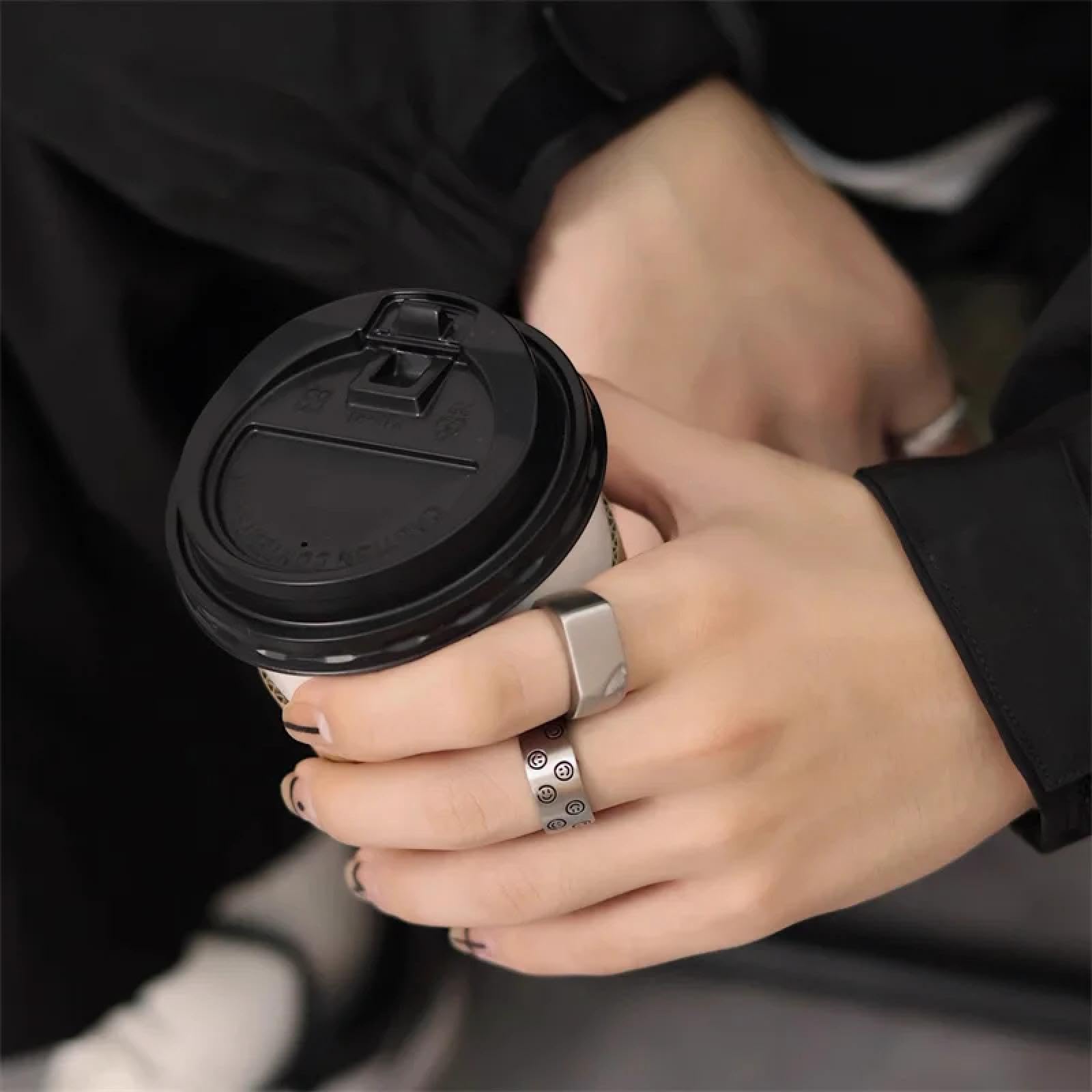Ring Ringe Damen Bijouterie Herren Koreanischer Ins Fashion Design Square Broken Corner Ring Für Herren Und Damen High-End All-Match-Accessoires