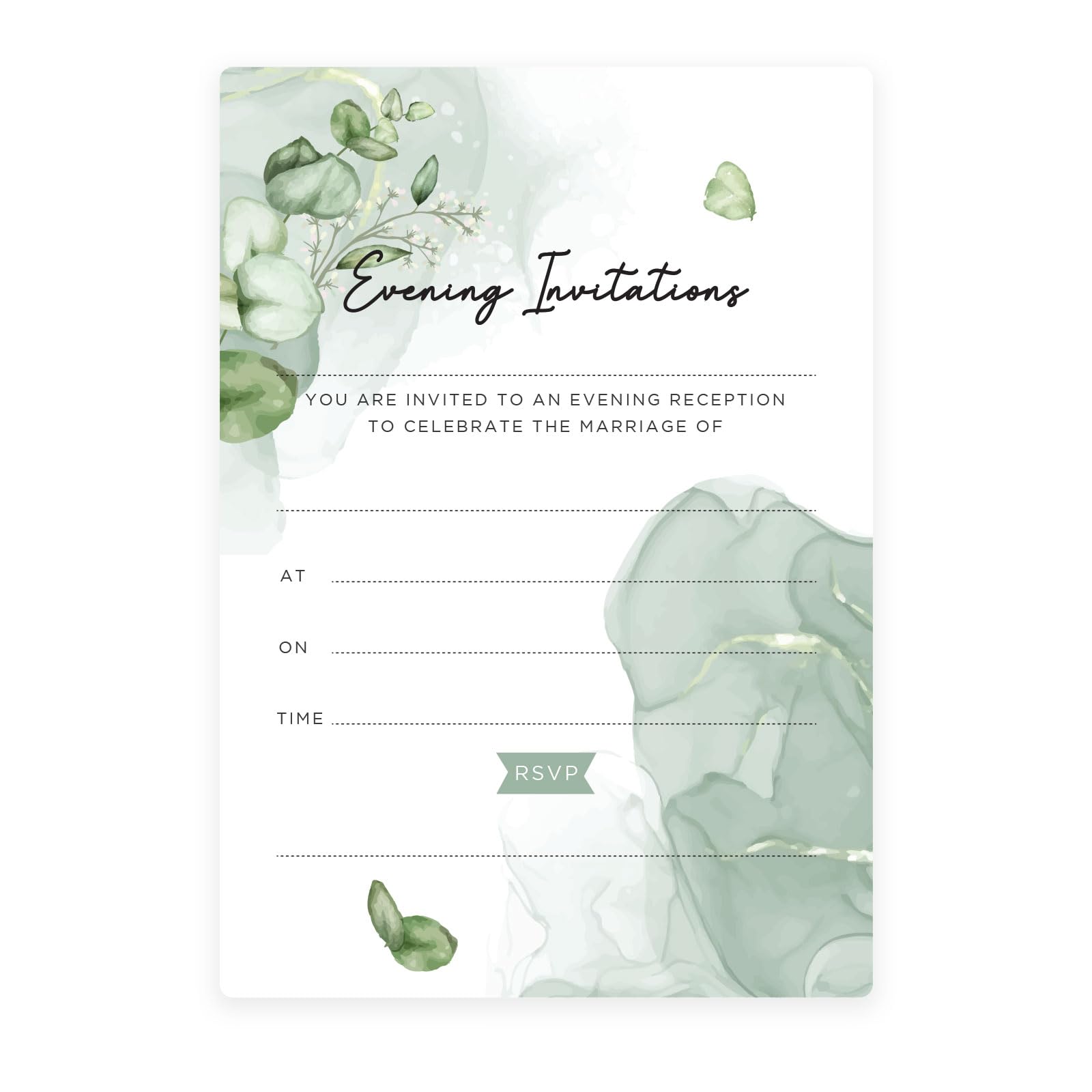 CDXHOME 50PCS Eucalyptus Evening Invitations | Modern Minimalist Design | Greenery & Floral Elements | Perfect for Friends & Family | Envelopes Included | 125 x 178 mm Size