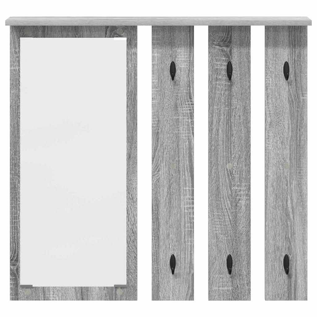 Hothingwell Wieszak ścienny z półką Sonoma szary 84 x 10 x 80 cm | Metalowe haczyki, konstrukcja drewnianej półki, pojemność 20 kg, łatwa konserwacja, nowoczesny design