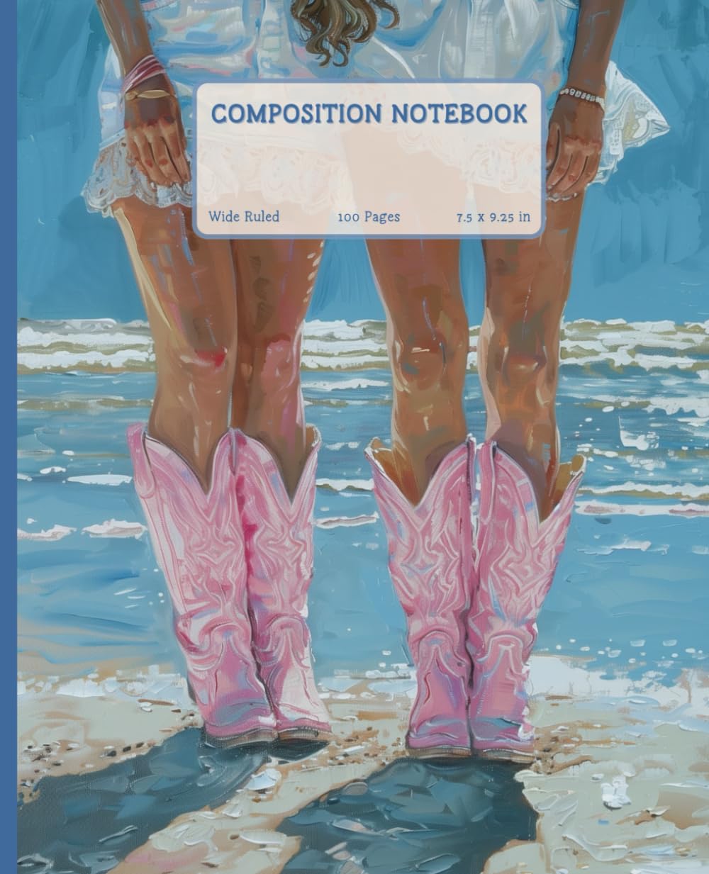 Preppy Notebook: Coastal Cowgirl Aesthetic Composition Notebook for Girls, Tweens & Teens - Pink Cowboy Boots and Beachy Vibes - Preppy School Supplies