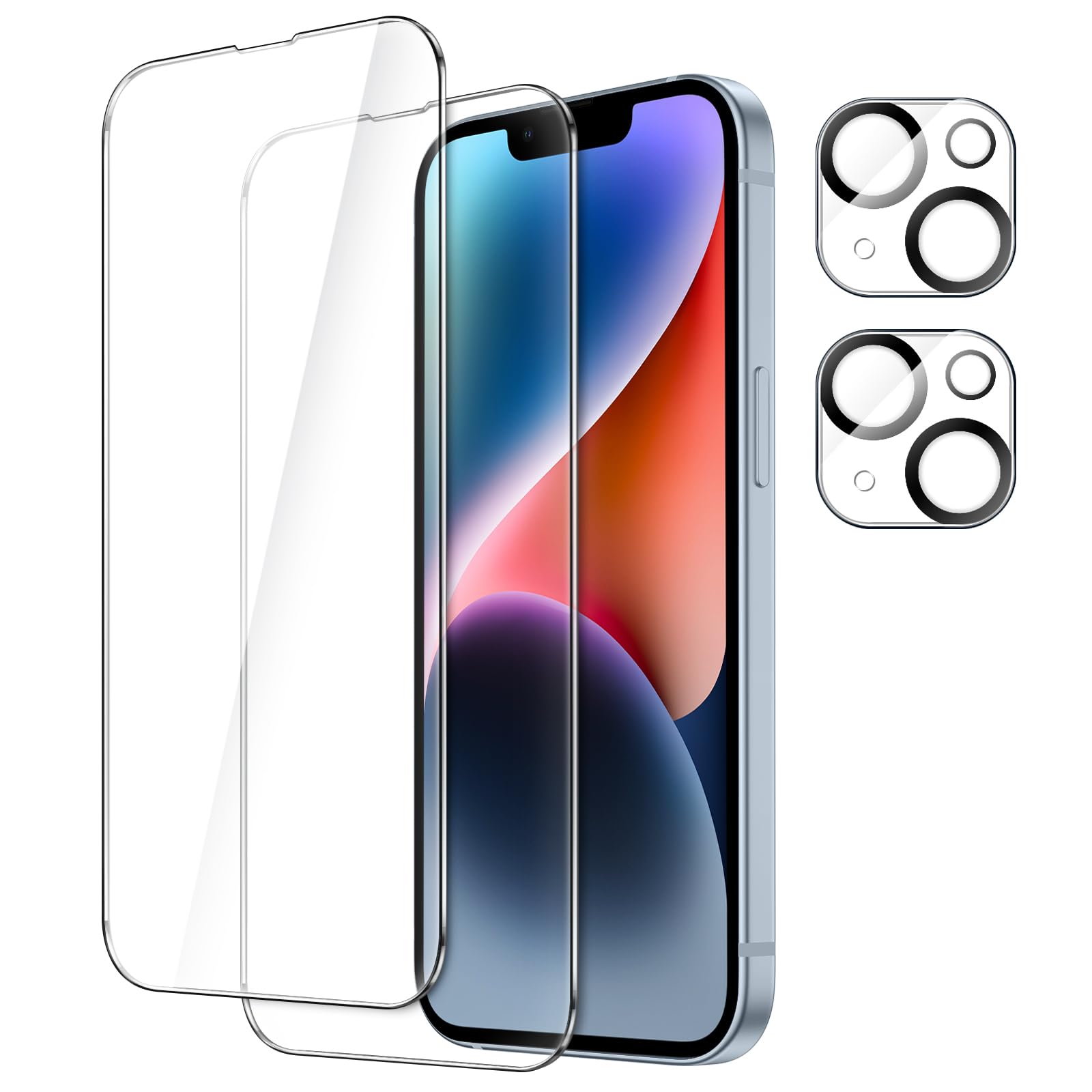 JETech iPhone 14 6.1 inch Full Body Protective Film with Camera Lens Film Tempered Glass Film HD Clear (2pcs+2pcs)