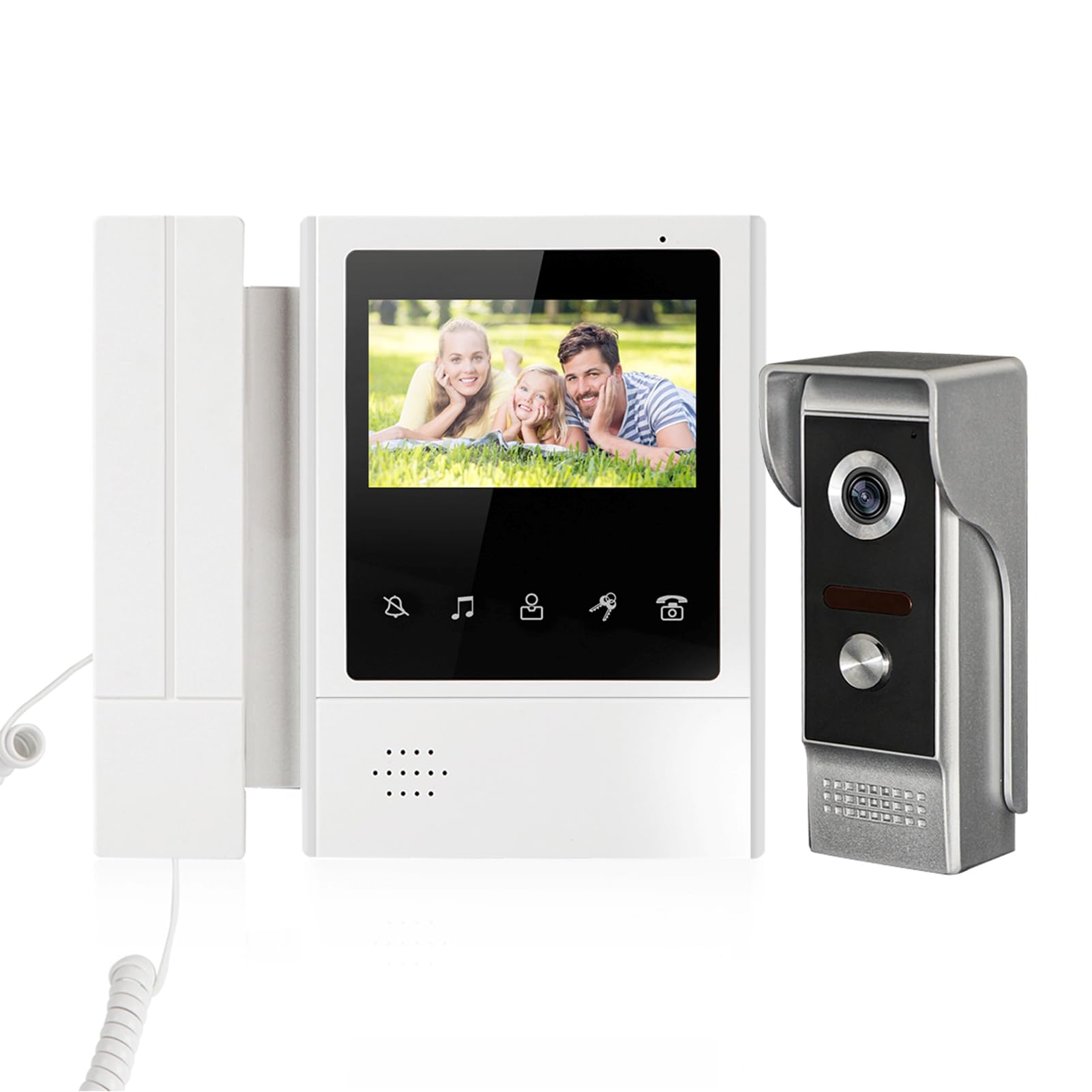 Video-Türsprechanlage 4,3 Zoll Touch Monitor verdrahtet Video-Sprechanlage Türklingel Kits Telefon Stil Türsprechanlage Infrarot Nachtsicht 2-Wege-Sprechanlage für Home Office Villa Wohnung