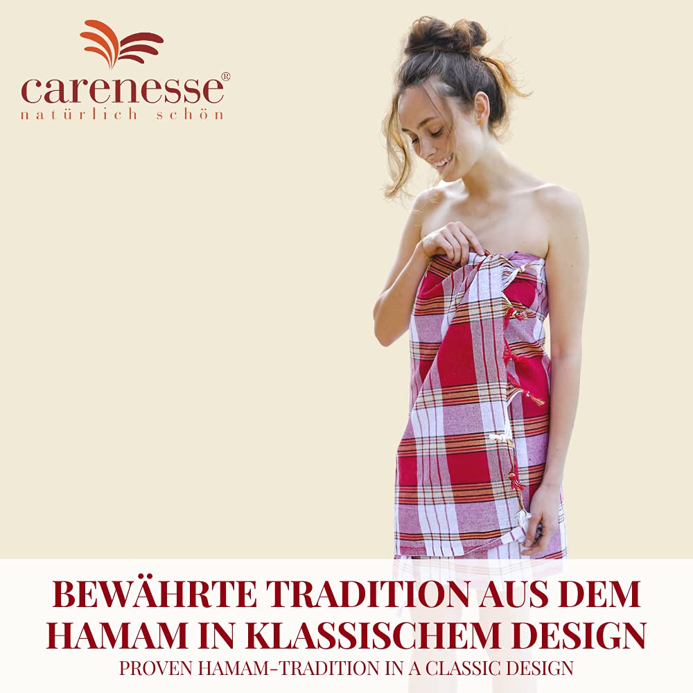 Carenesse Hamamtuch Classic 20er Set 80 x 170 cm Saunatuch rot kariert