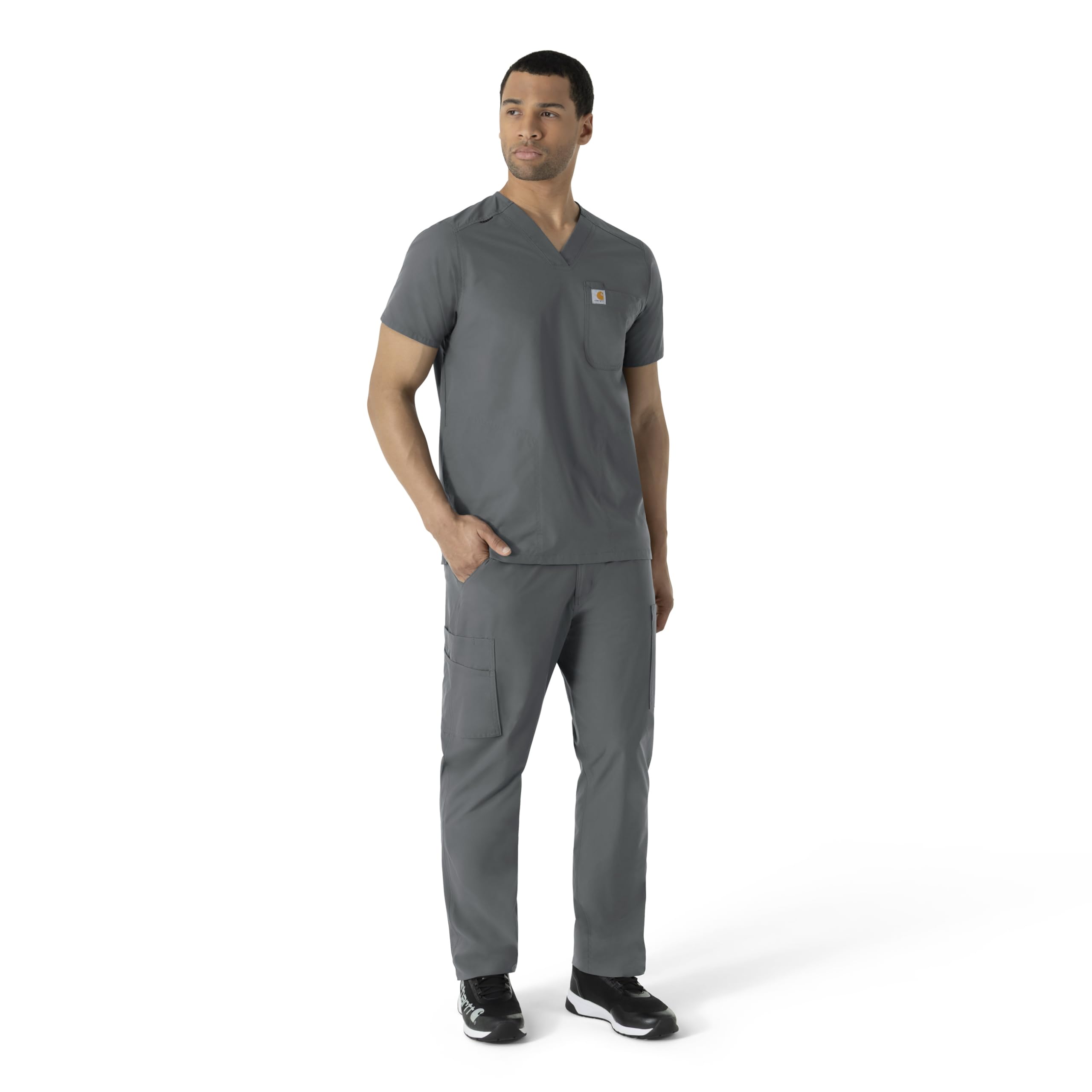 Carhartt Force - Camiseta con cuello de pico para hombre, Peltre, X-Large