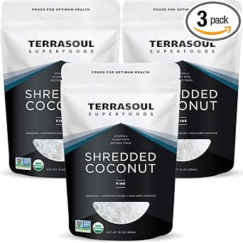 Terrasoul Superfoods Organic Coconut Flakes, 3 Lbs (3 Pack) - Finely Shredded | Macaroon Cut