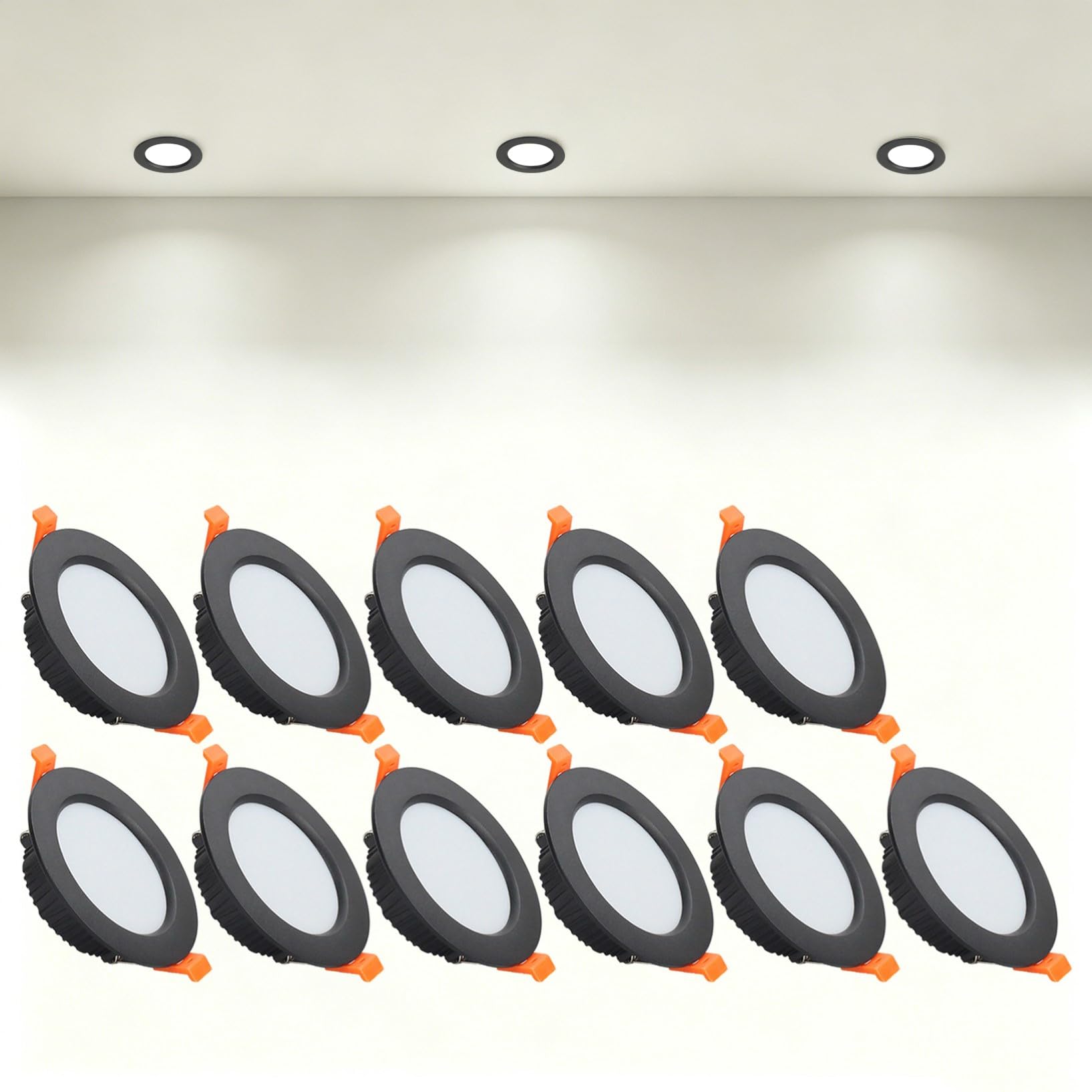 VOGHMOLD 5W Ultra Slim LED Downlight Recessed Ceiling Light 2.5 inch, 4000K Spot Lights Black Aluminum Trim, Cut Φ70-75mm, AC110-240V Panel Lighting for Office Hallway Closet, 11 Pack