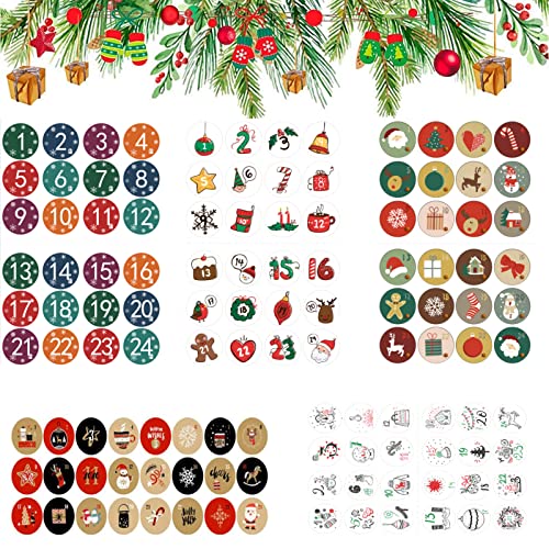 Pegatinas de Navidad Calendario,Calendario de Adviento Pegatinas, Pegatinas Numeros Adviento,Pegatinas de Navidad para Regalos,9 Hojas 1-24 Pegatinas Numeros Calendario Adviento Cover