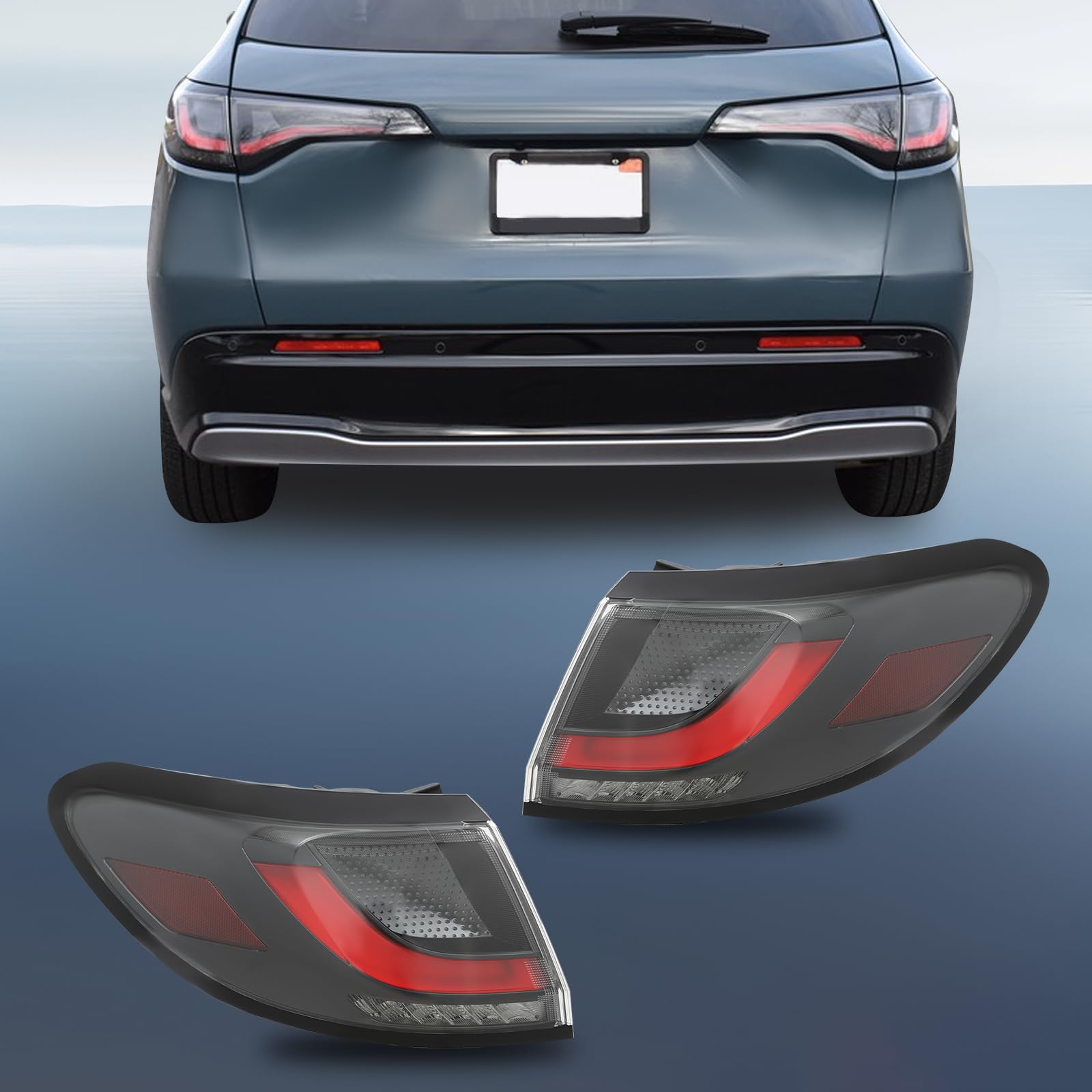 Auto Outer Rear LED Tail Light Assembly, Left & Right Outer Side Tail Light Fit for 2023-2024 Honda HR-V Red Clear Lens Black Housing Direct Replacement Passenger Rear Tail Light pair