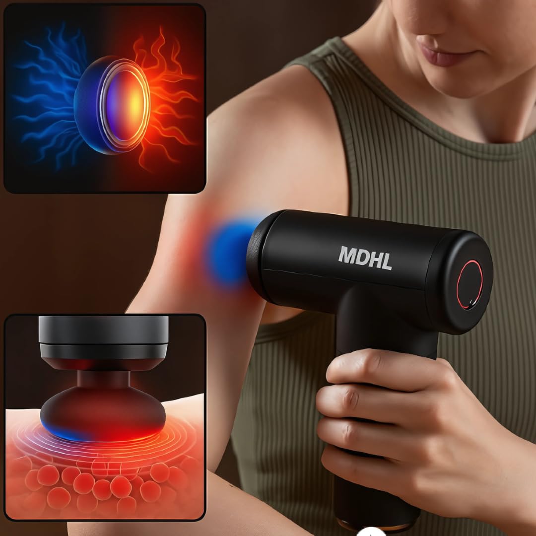 Mini Pistolet de Massage Musculaire Professionnel avec 6 Niveaux de Vitesse Appareil de Thérapie Portable avec 5 Têtes de Massage pour Récupération Sportive et Soulagement des Douleurs