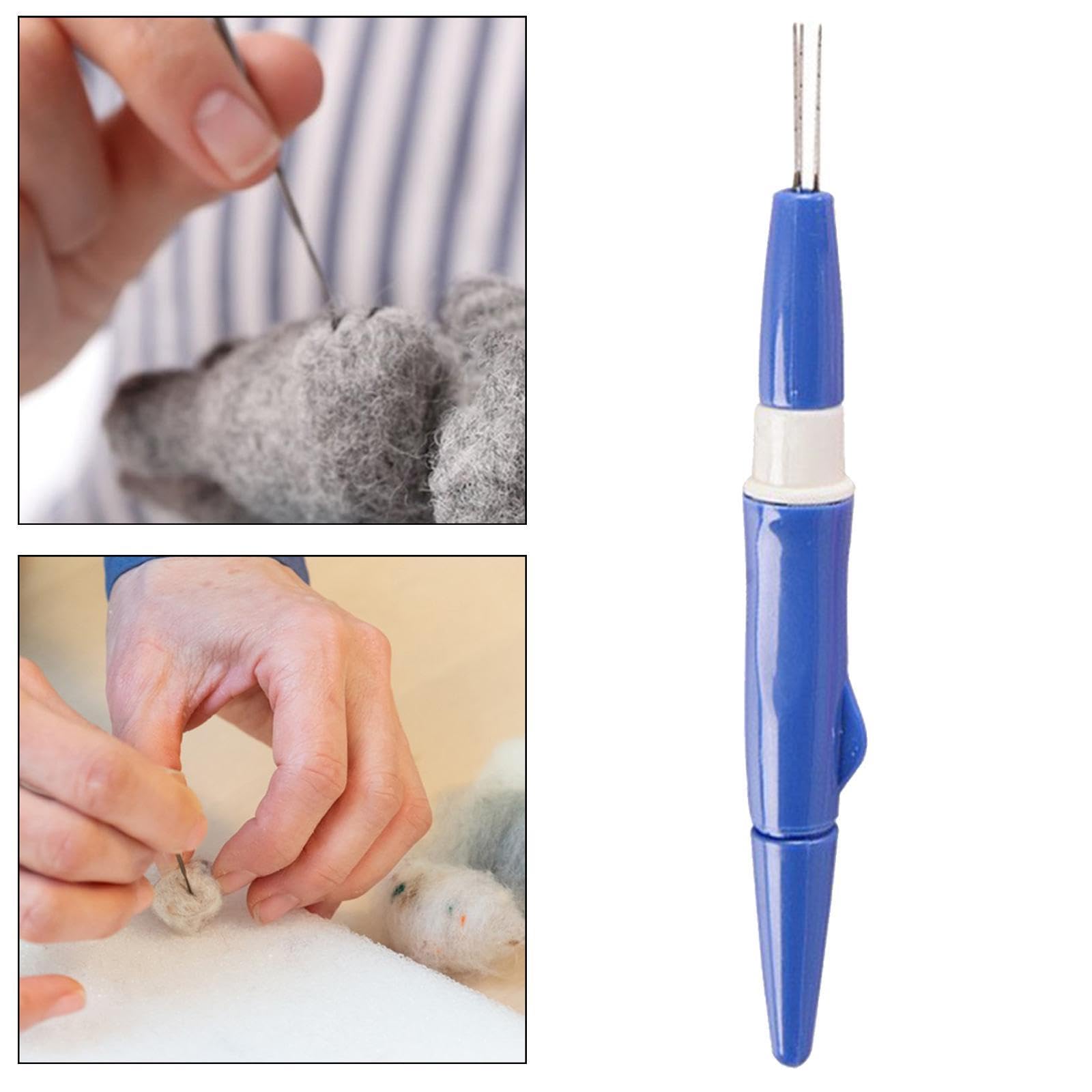 Tachiuwa Pen Style Needle Felting Tool with 3 Needle,Lightweight Sturdy Wool Accessories for Wool Crafts Making for Starter Beginner, Blue