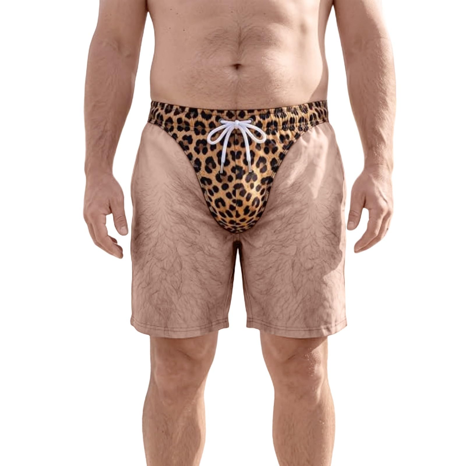CHUNOTU Funny Mens Swimming Shorts 3D Leopard Fake Briefs Print Beach Pants