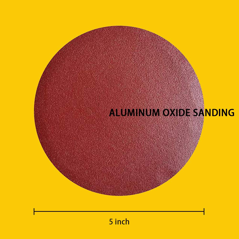 60 discos de lijado de óxido de aluminio PSA sin agujero de 5 pulgadas, autoadhesivos (10 de cada uno de 60 100 150 180 240 400 granos)