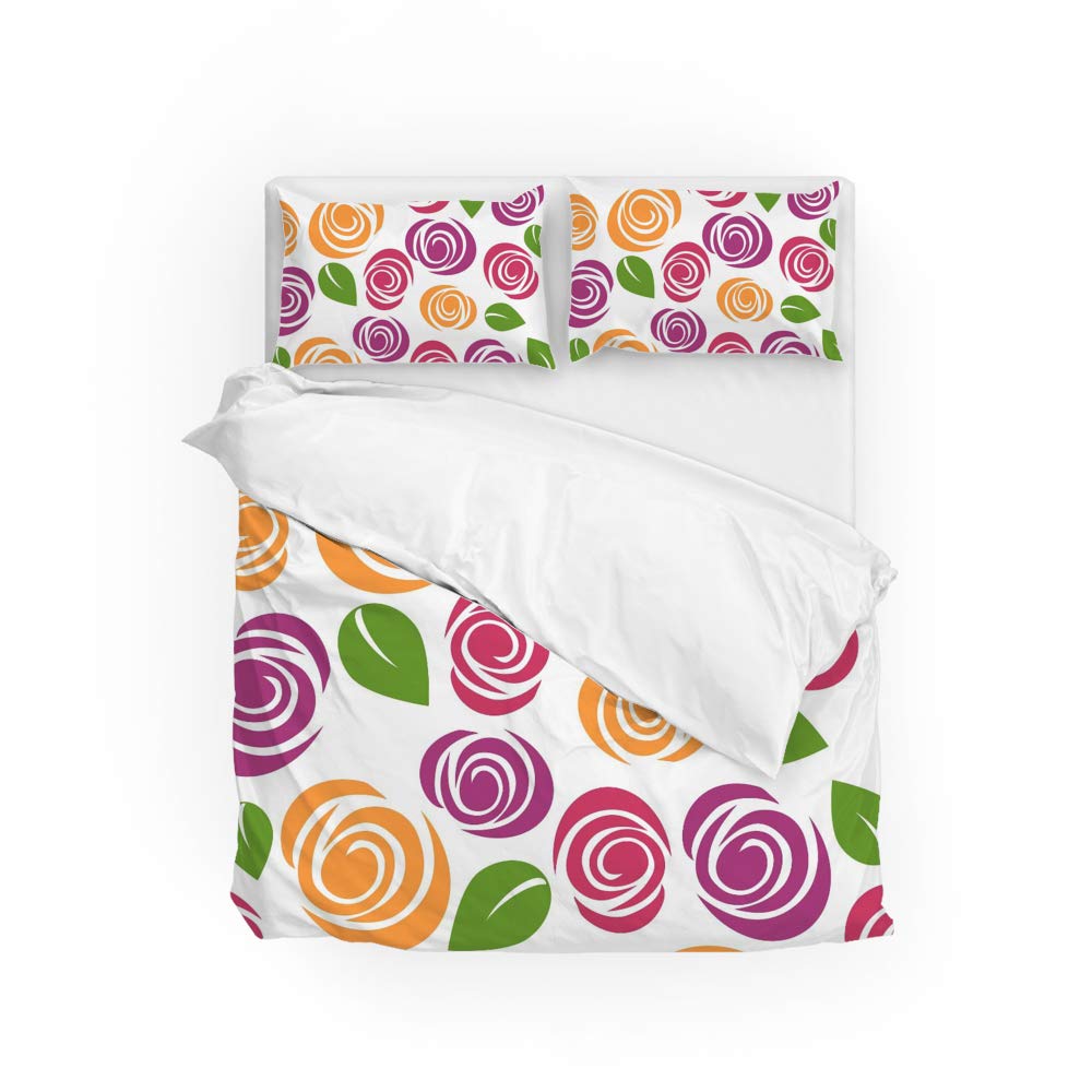 Parure de lit imprimé floral ensemble de draps doux et résistants vert violet