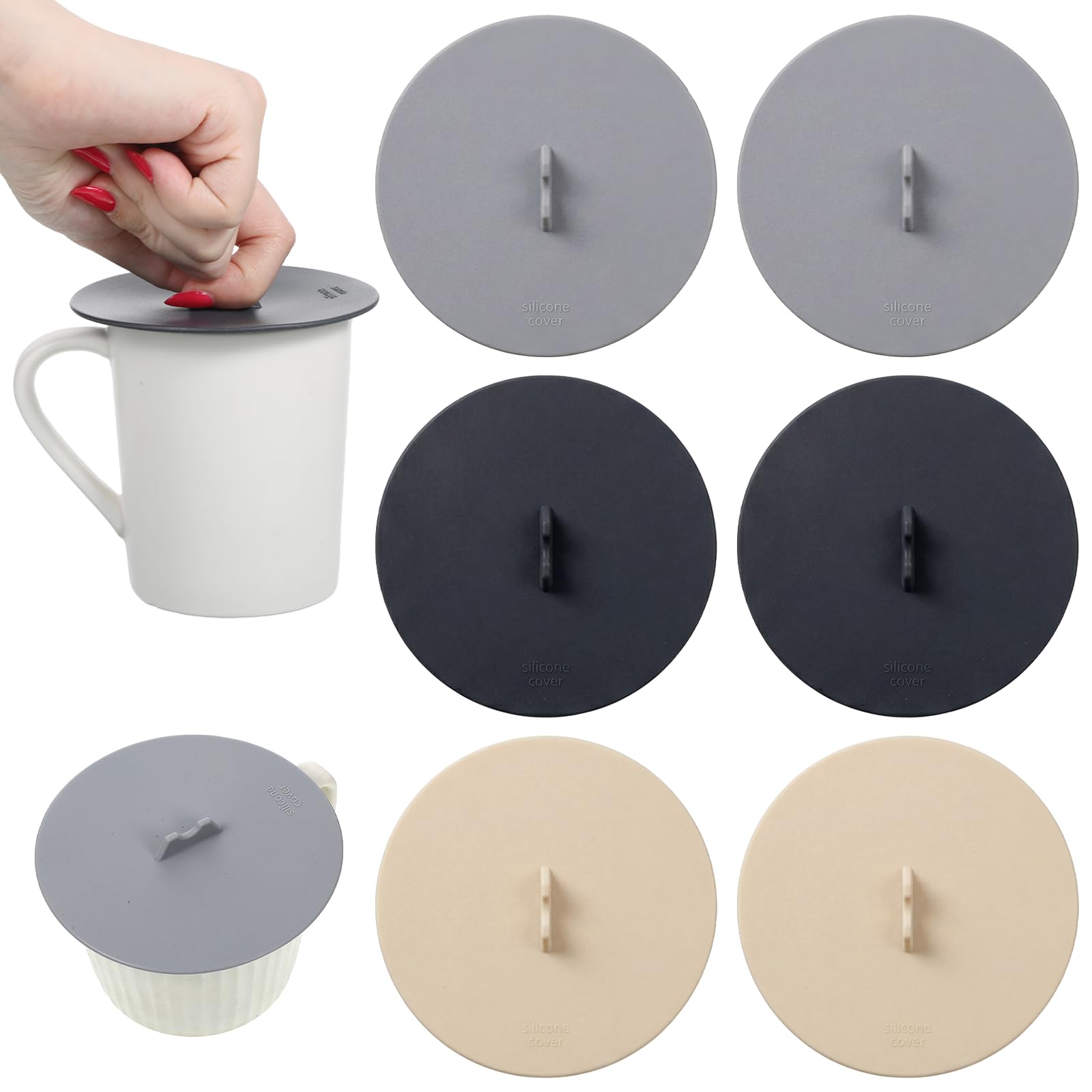 TIESOME 6 PCS Silicone Cup Covers, Silicone Lids for Cups, Food Grade