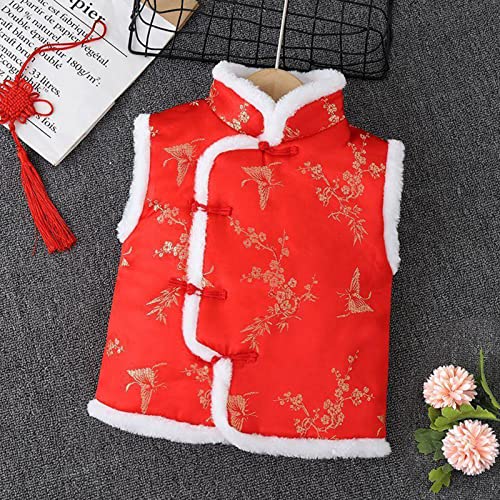 Toddler Baby Kids Fleece Vest Coat Boy Girl Chinese Calendar New Year Sleeveless Traditional Tang Lightweight Vest2