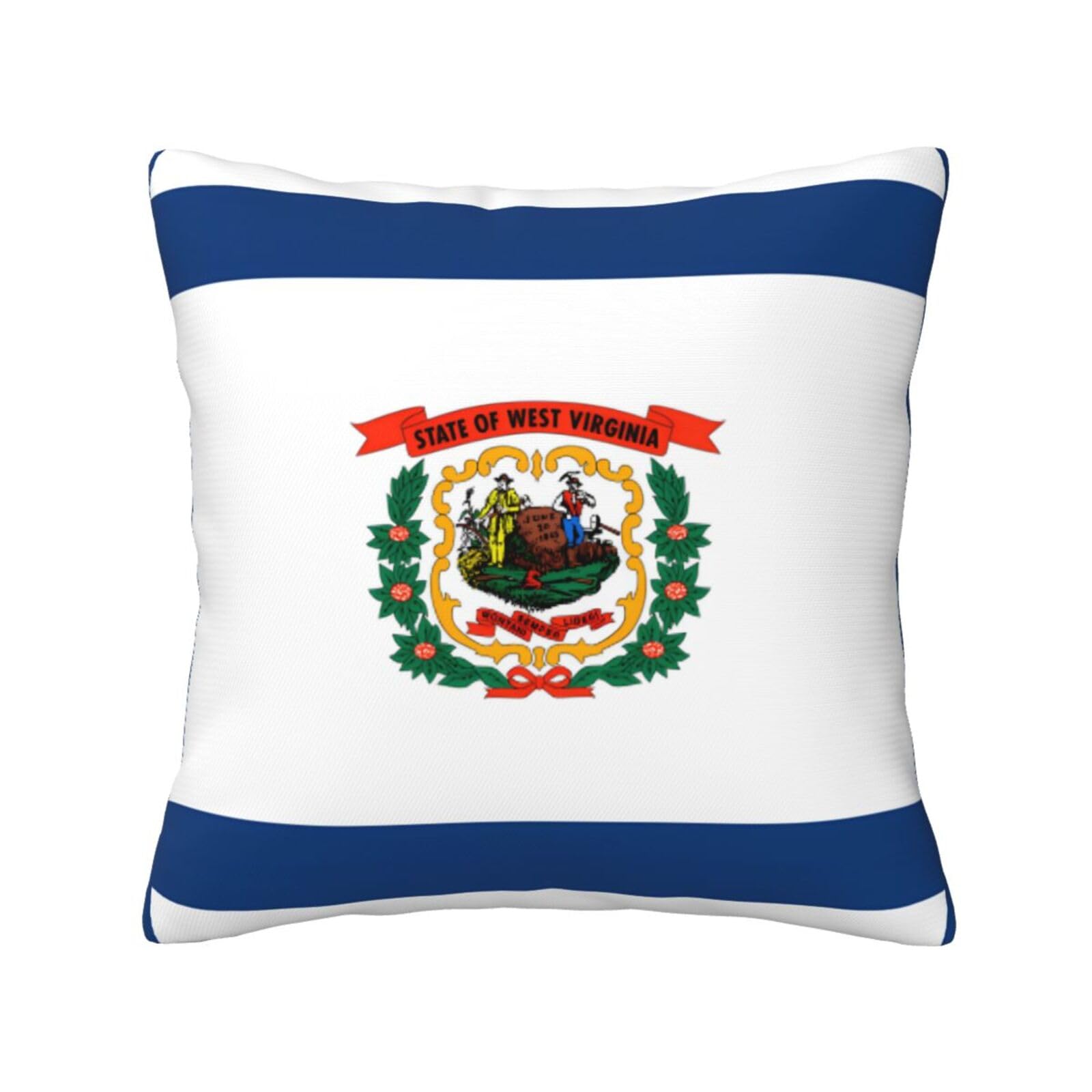 West Virginia Flag Print Throw Pillow Covers with Hidden Zipper, All Season Square Pillow Covers for Home Decor