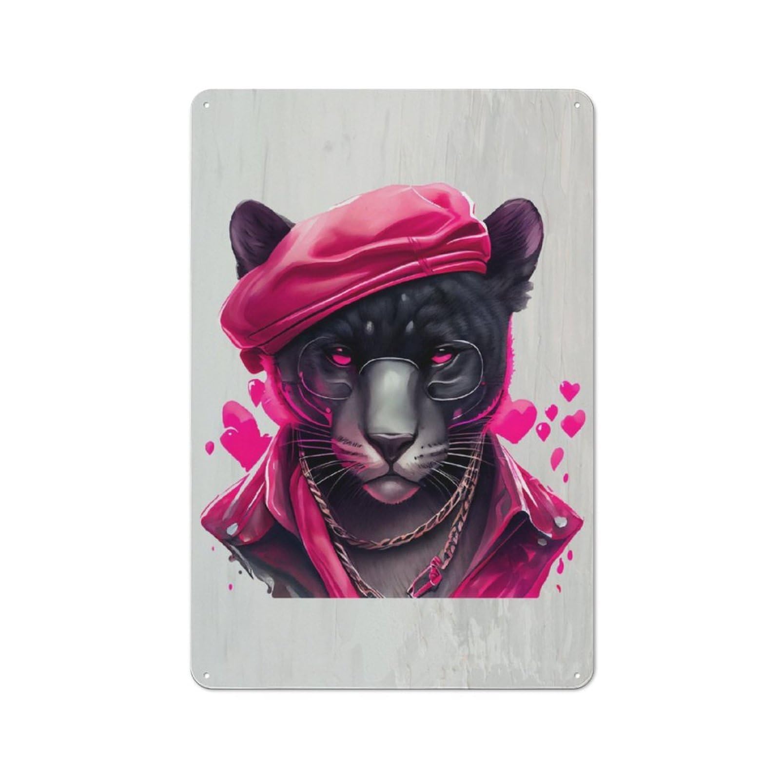 Junmoney Gangster Panther Funny Farmhouse Country Metal Sign 30X20cm, Cottage Wall Art For Farmhouse Kitchen, Pantry Or Dining Area